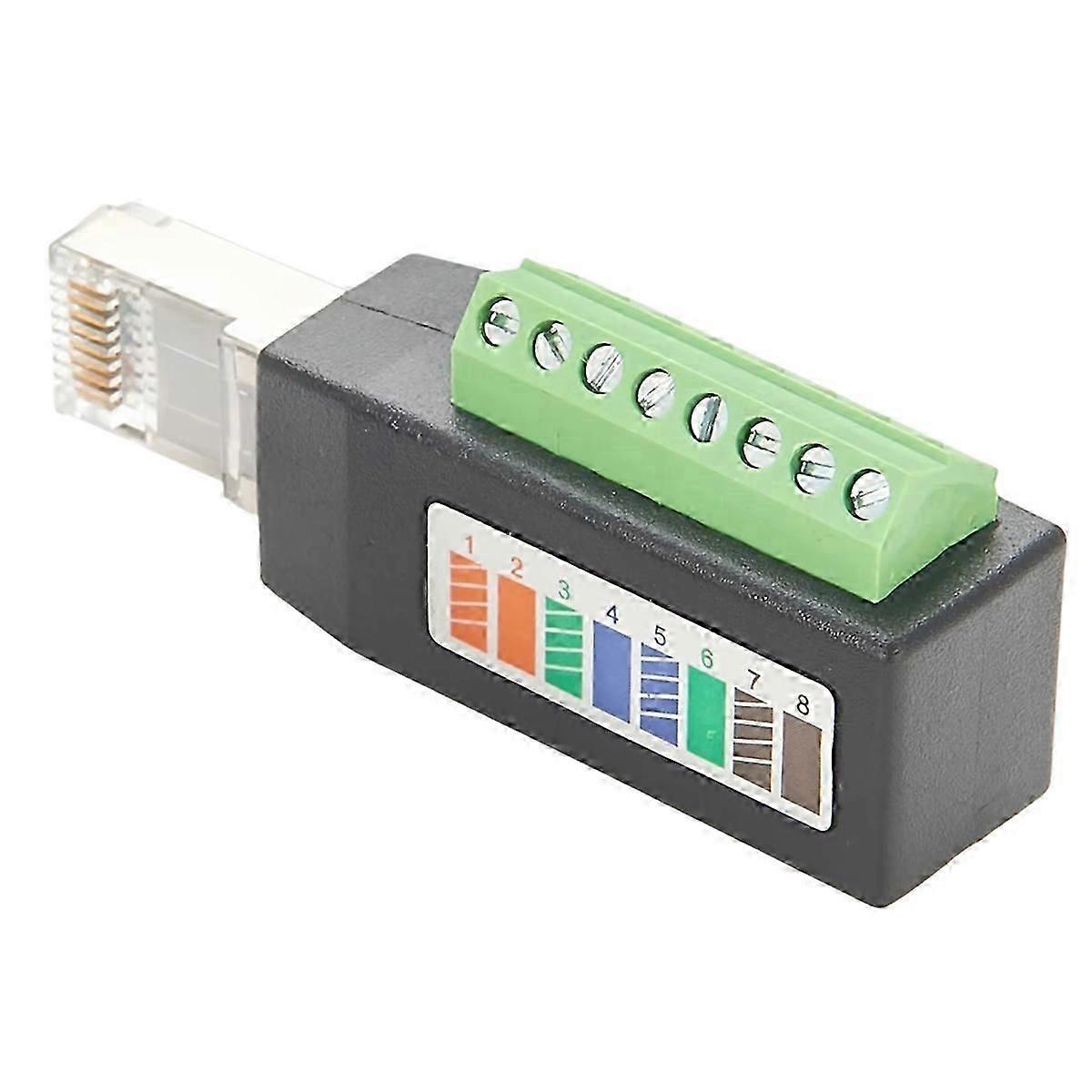 RJ45 Screw Terminal Connector RJ45 Solderless Male Plug to 8-Pin Terminal Block Adapter for Ethernet jkw