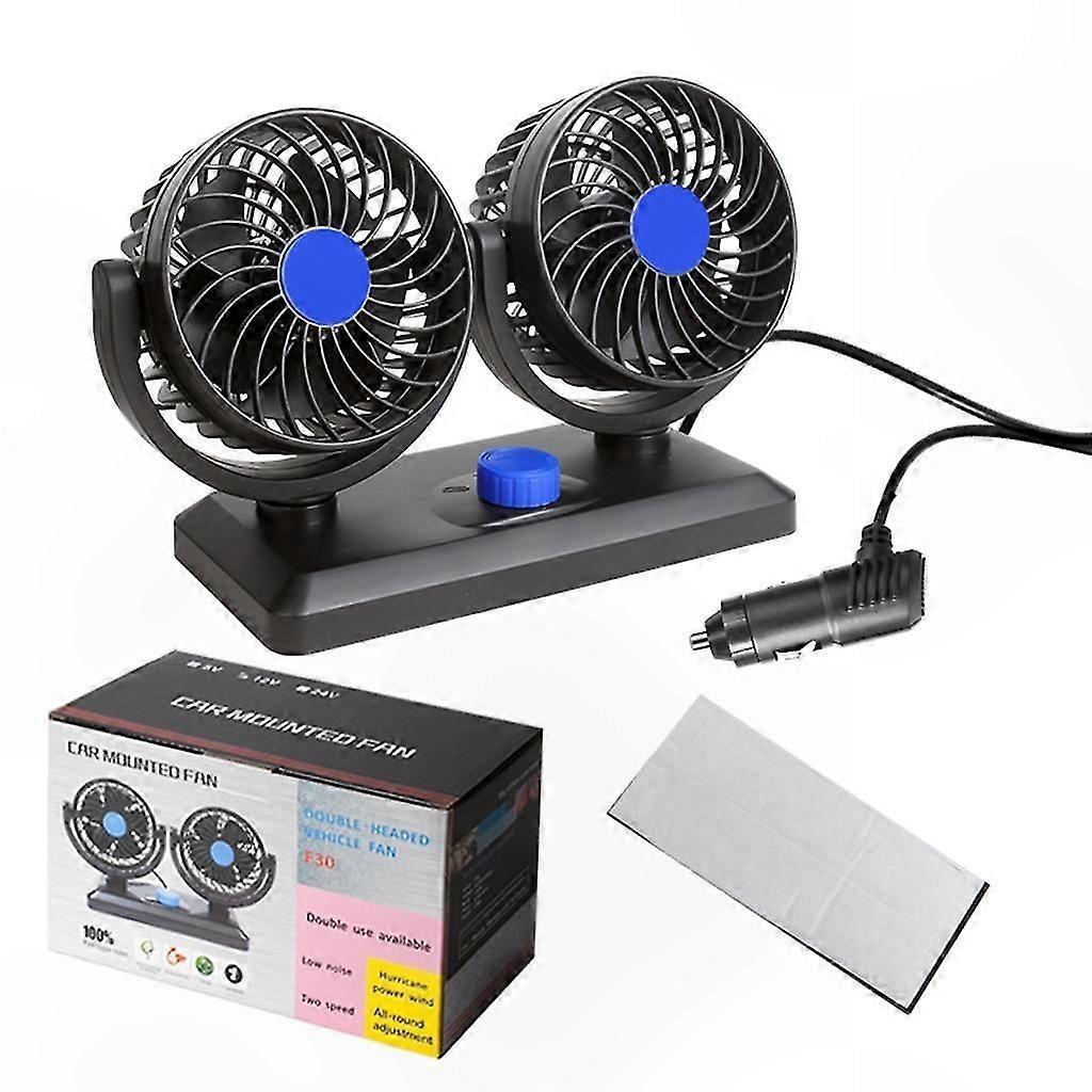 Portable Cooling Fan with Dual Heads, 360 Rotation, 2-Speed Settings, Strong Airflow for Camping and Travel