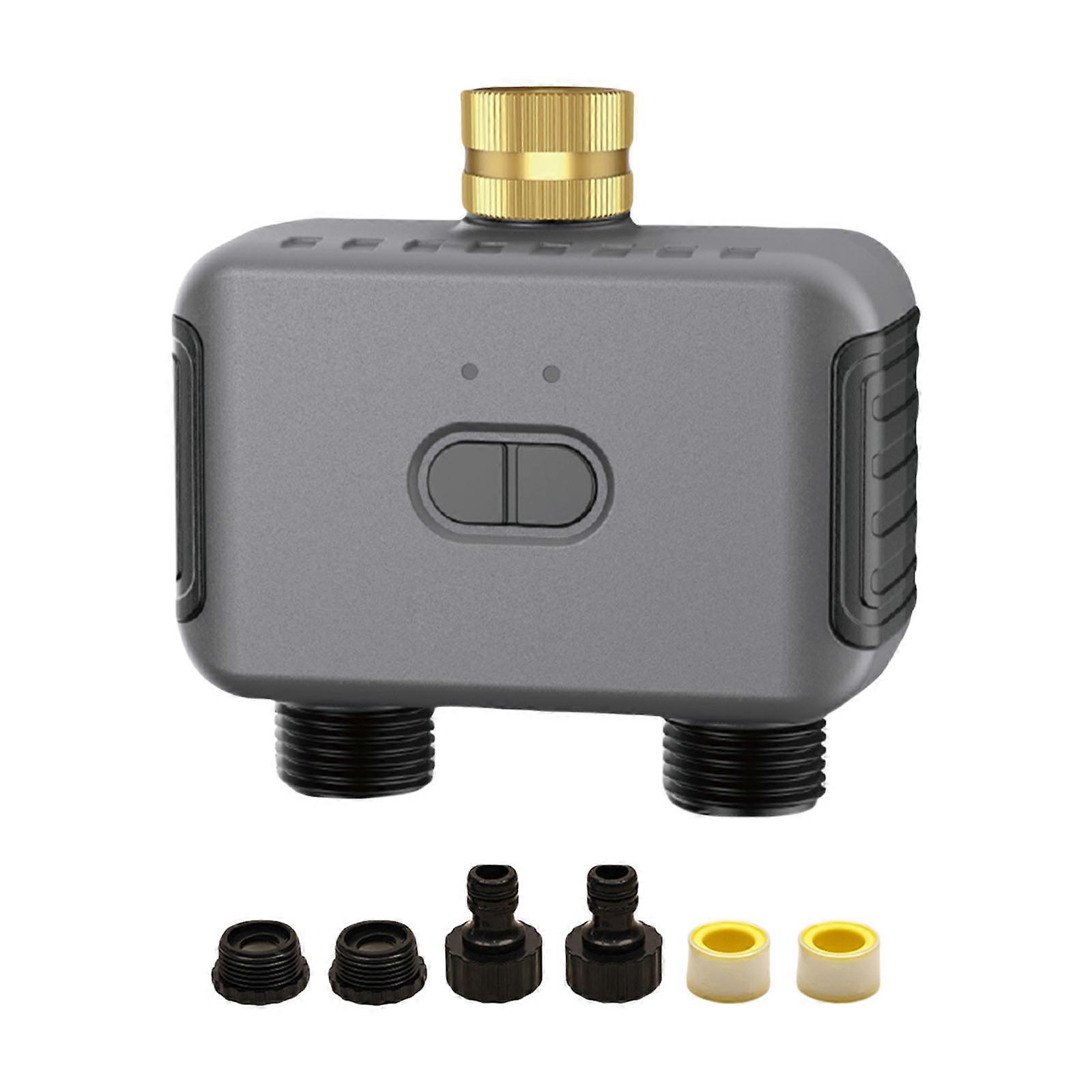 Double Outlet Irrigation Controller Water Timer With Programmable Schedules And App Control For Home Gardening Multicolor