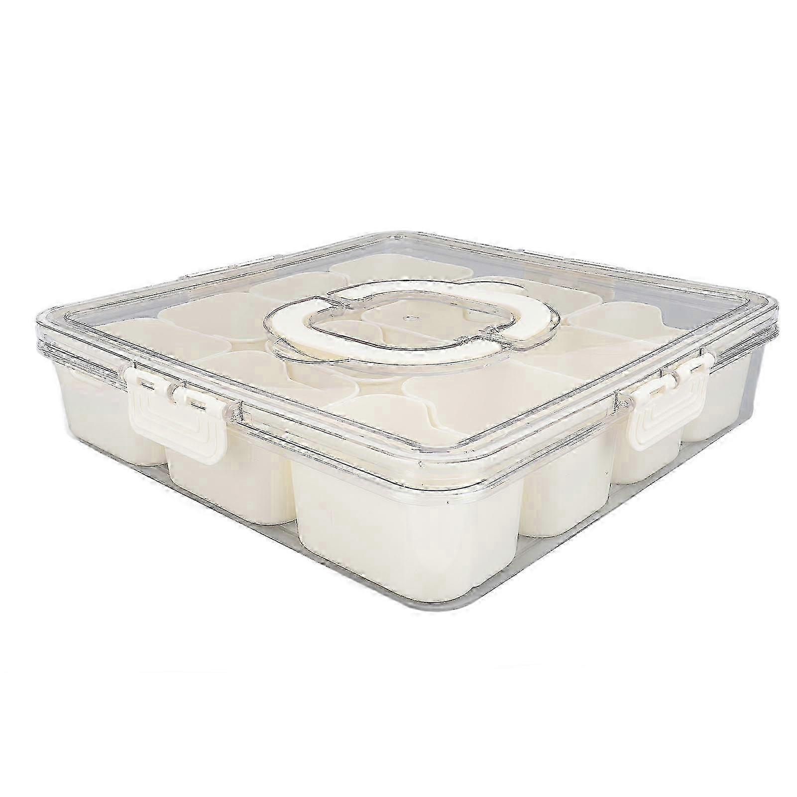 Divided Serving Tray with Transparent Lid Handle 12 Compartments PET ABS Divi...