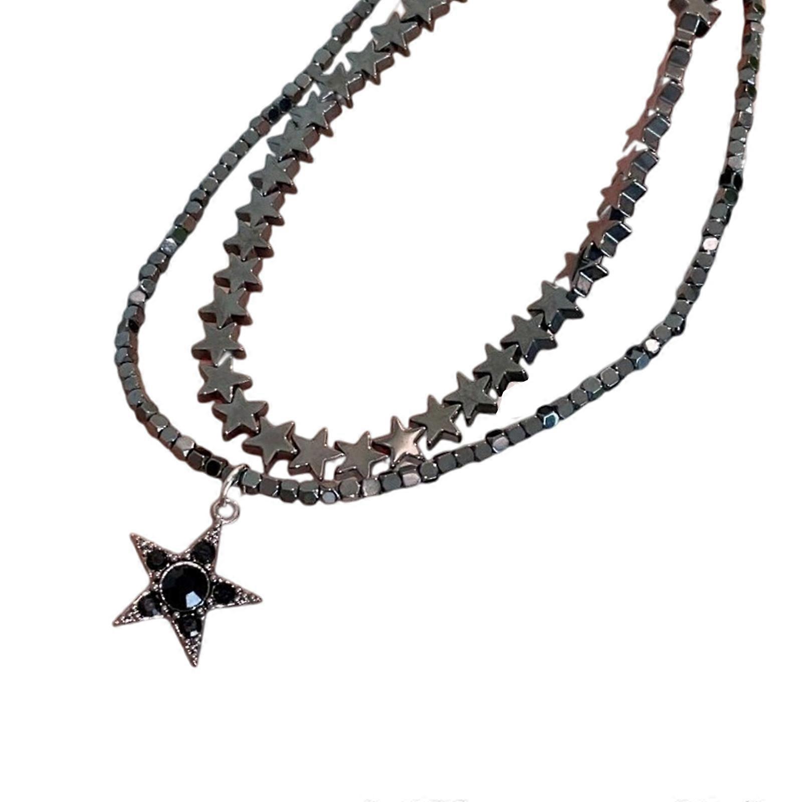 Mysterious Moon Star Layer Necklace Interchangeable Stacking Chains Gothic Jewelry for Unique Styles Multicolor