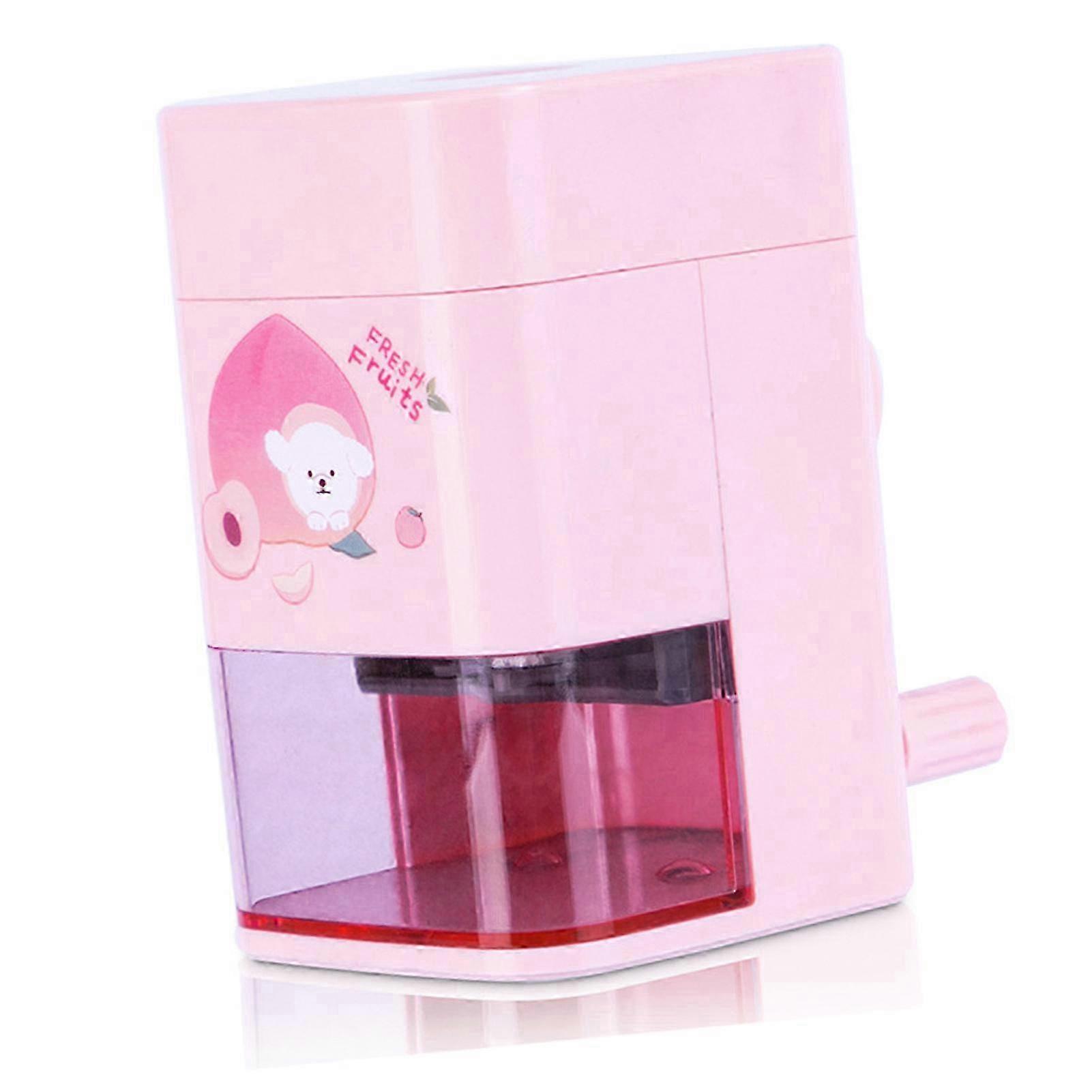 Pencil Sharpener Hand Crank Pencil Sharpener Automatic Safety Children Pencil Sharpener for Classroom Dormitory Roseate