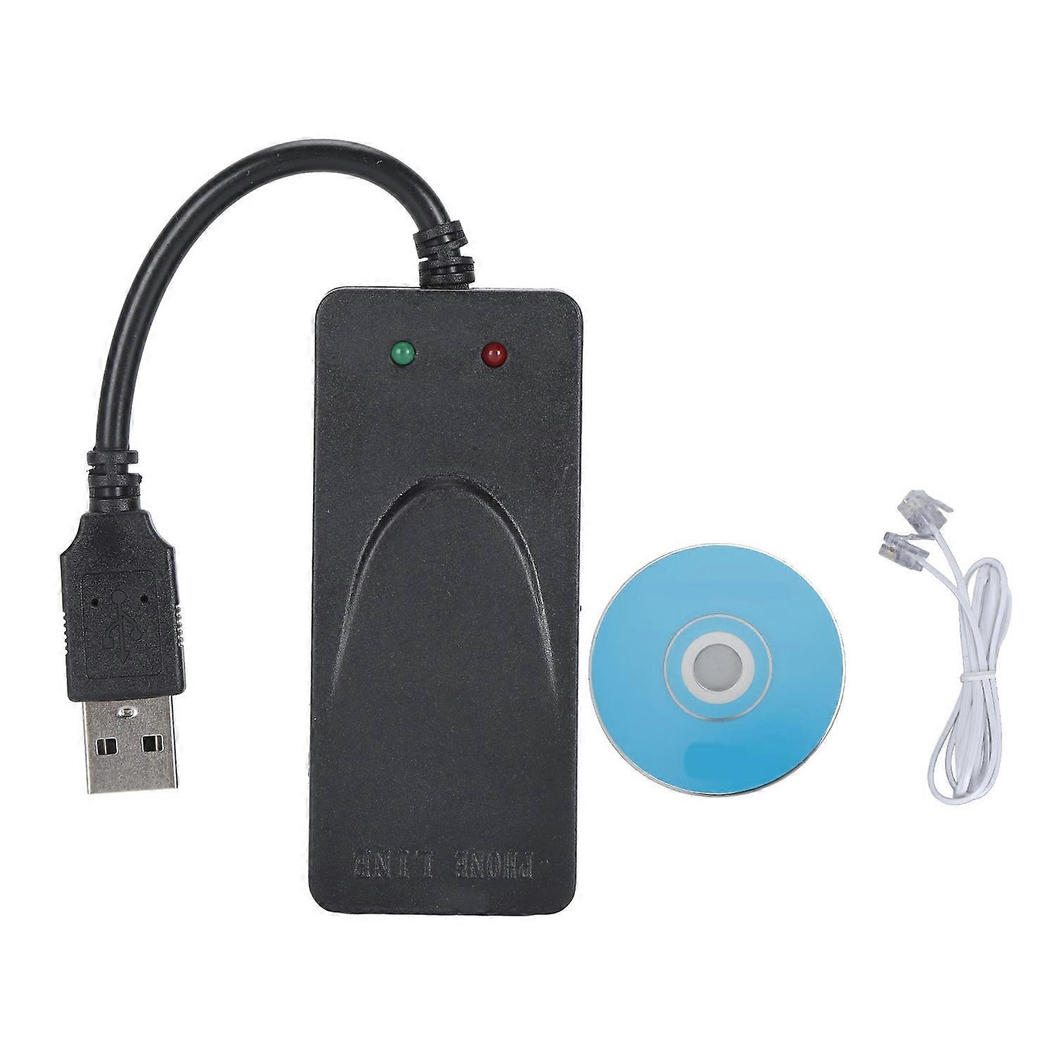 USB 56K External Dial Up Fax Data Modem Dual RJ11 Ports Support Caller ID Computer Laptop Fax Modem 