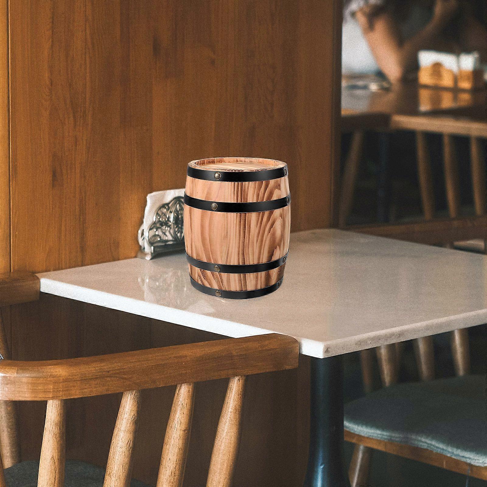 2pcs Wood Craft Barrel Decoration Bar Ornament Vintage Style Wine Barrel Model Party Decor