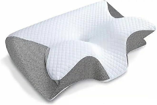 Pillow Memory Foam With Cooling Pillowcase Ergonomic Orthopedic Support For Side Back Stomach Sleepers Gray