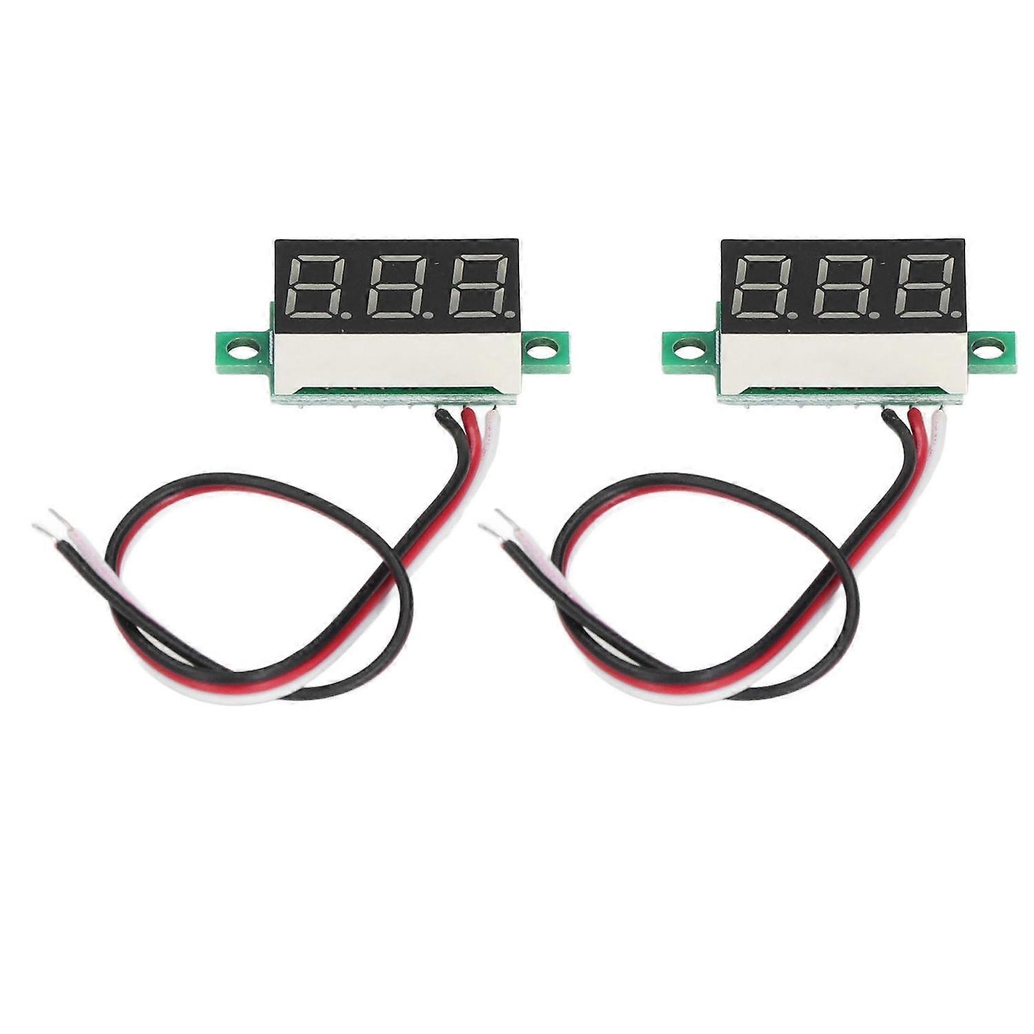 2Pcs Digital Voltmeter Voltage Meter 3 Wire 0.36in Green LED Display DC0.00V‑30.0V