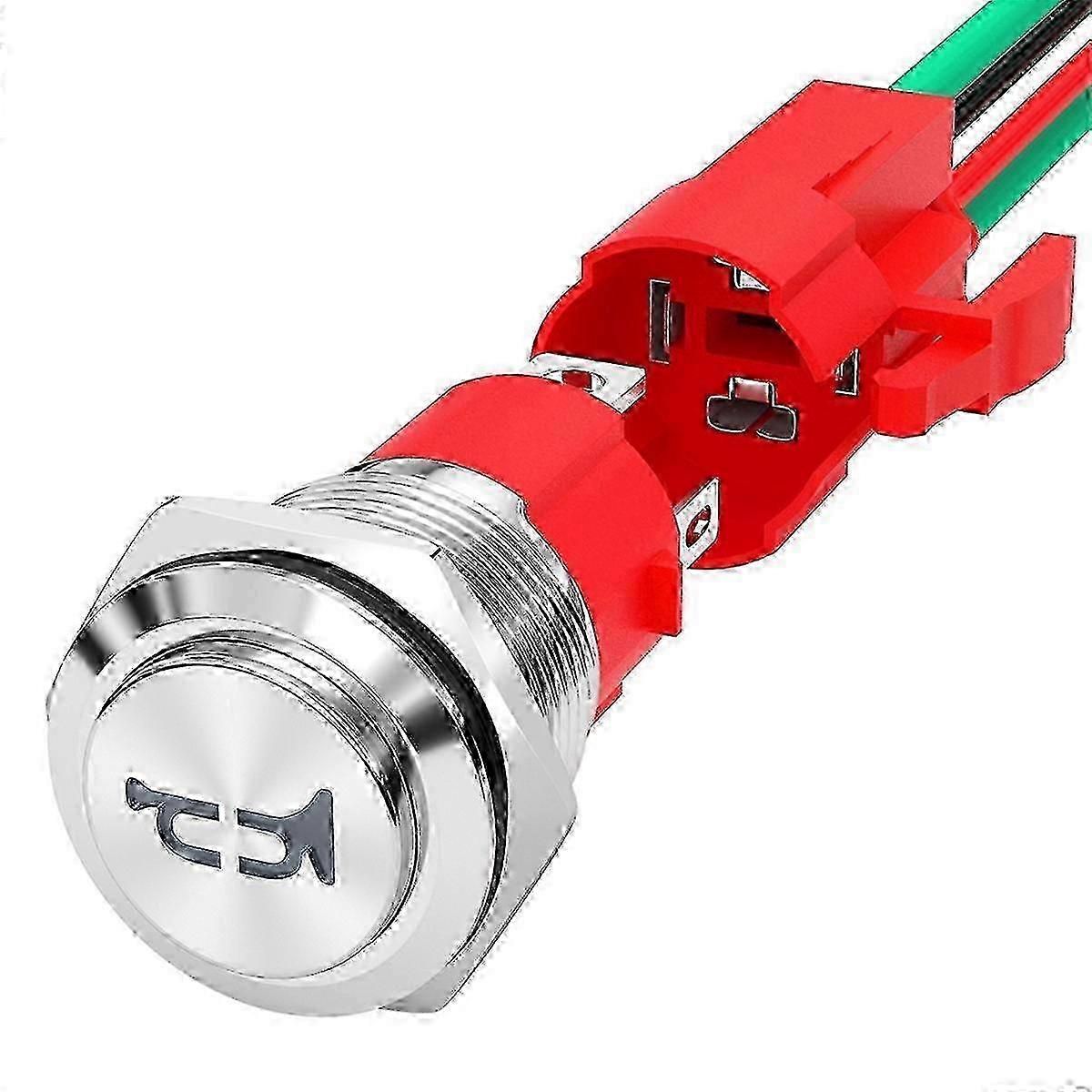 12V 20A 16MM Heavy Duty Metal Horn and Speaker Momentary Push Button Switch with LED