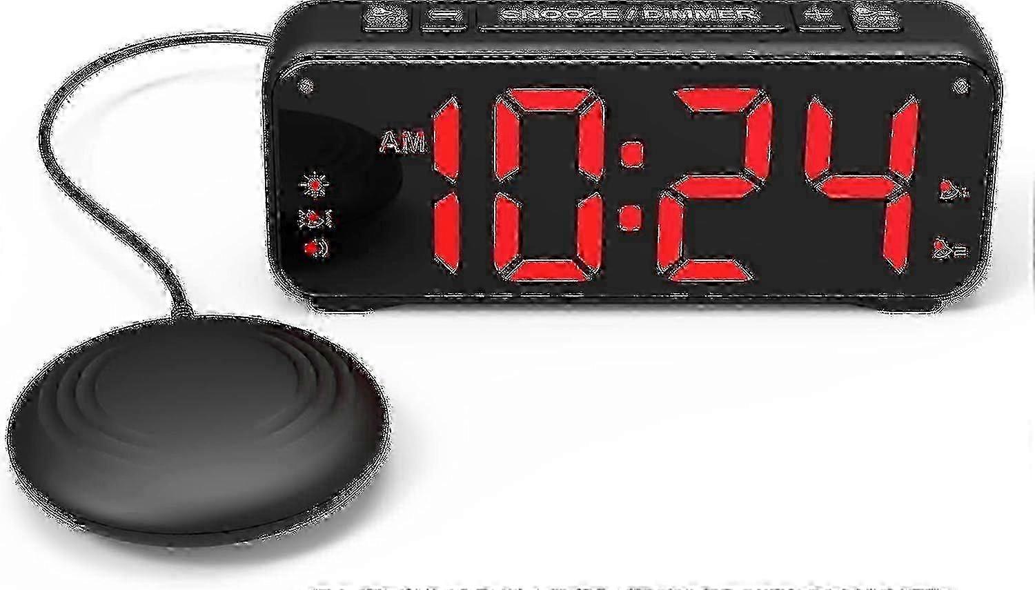 Vibration Alarm Clock,extra Loud Alarm For Sleeper, Extra Large Display For Elderly With Dual Alarm