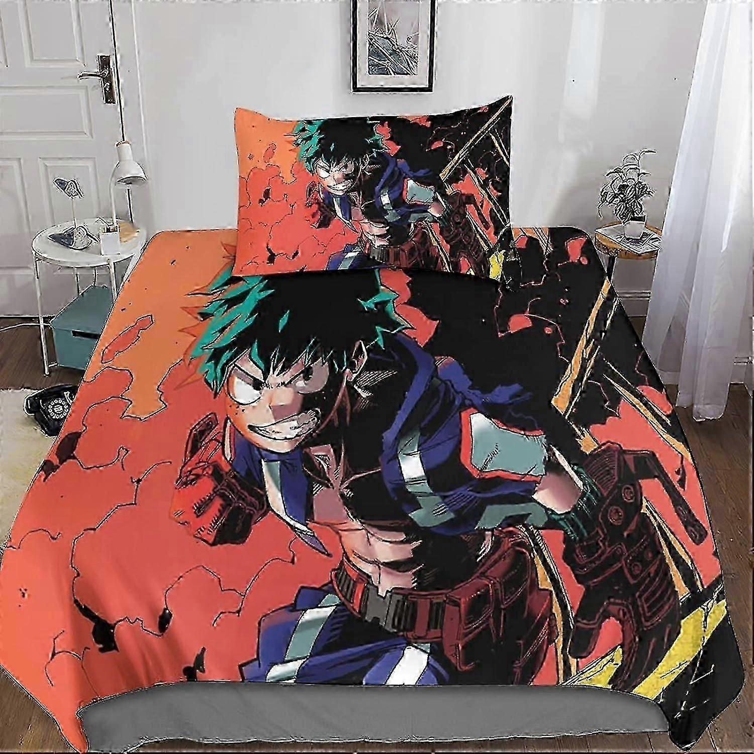 My Hero Academy Duvet CoverPiece Sets Impresso My Hero Academia Conjunto de cama de microfibra com fronha com fechamento com zíper para o quarto 135 * 200 CM