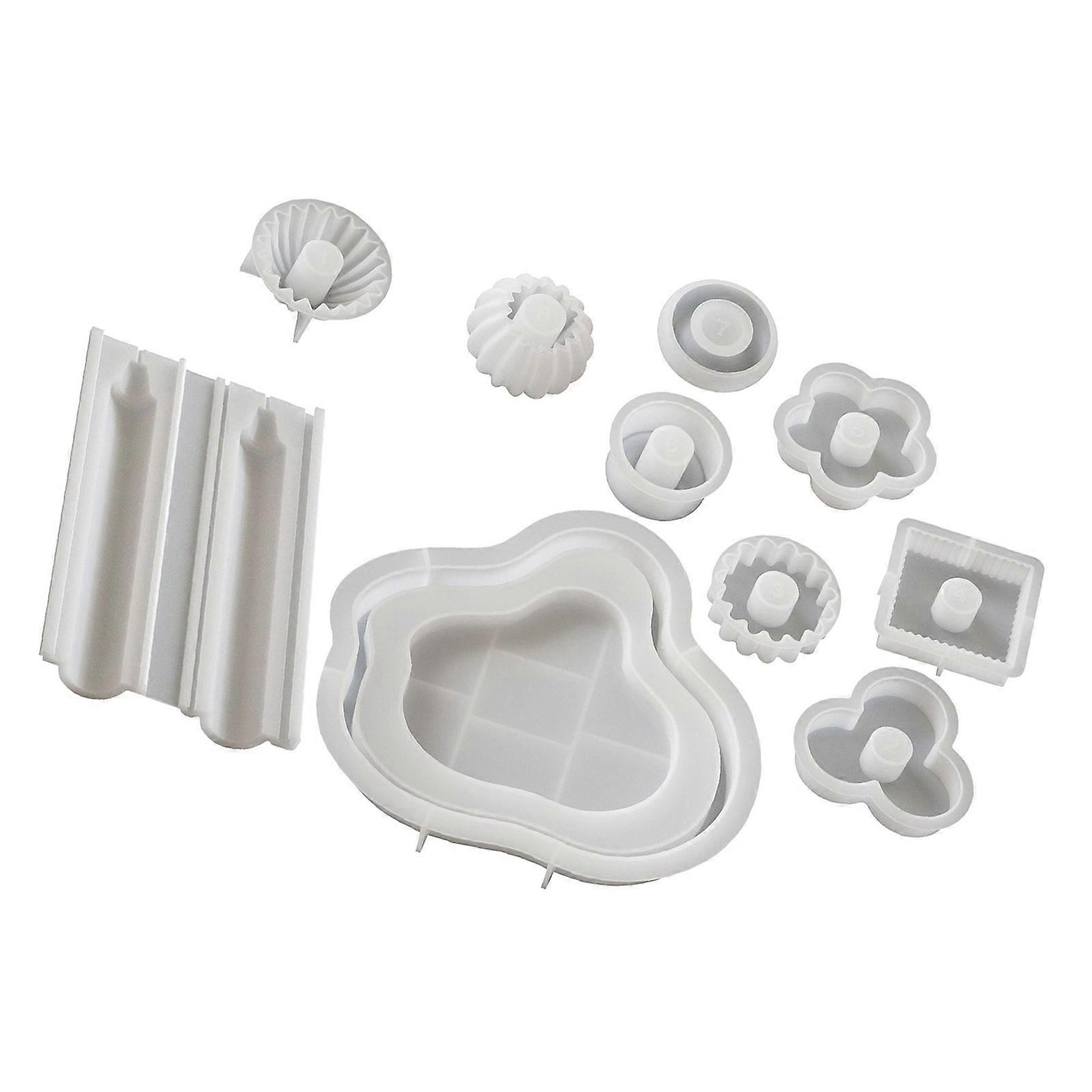 10Pcs Stacking Silicone Candle Molds Chocolate Molds Fondant Molds for Epoxy Resin Making Candle Soap Candy Chocolate Multicolor