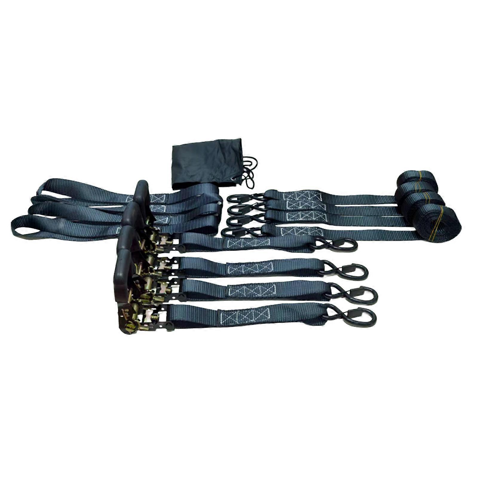 Multipurpose Ratchet Tie Down Set 2200Lbs Maximums Strength Polyester Cargo Straps For Transport Securing Multicolor