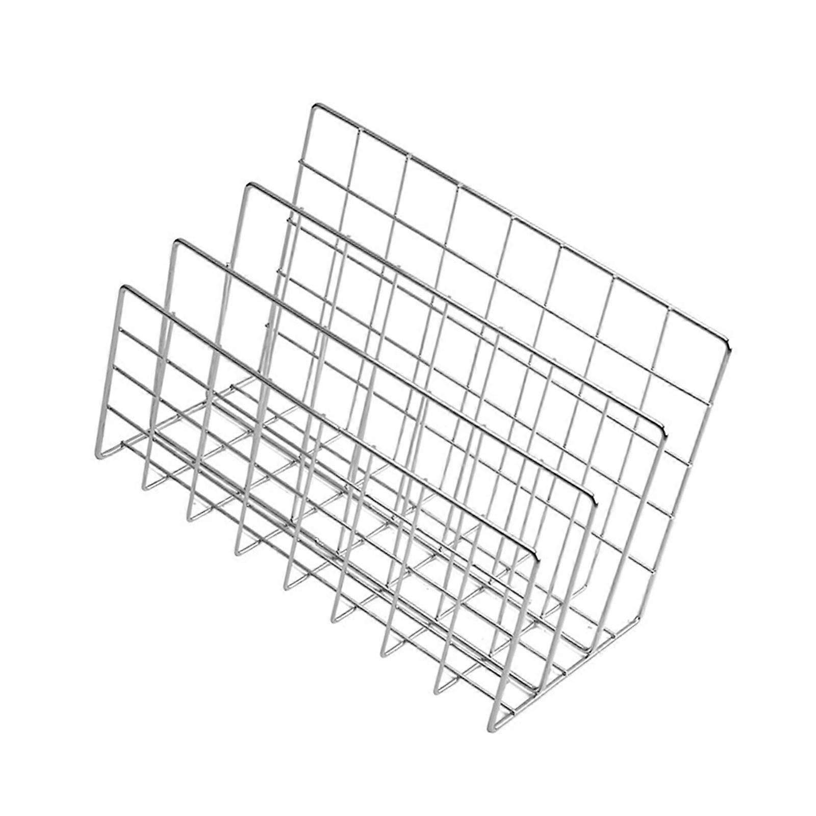 Strong 3 Rank Metal Magazine Rack With Oxidation Resistant Coating And Disks For Telecommute Organization  White