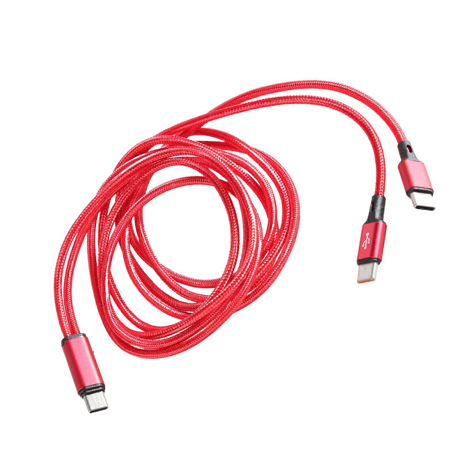 Prodloužený datový kabel USB C na 2 konektory USB C pro nabíjení různých zařízení s USB C portem, červený