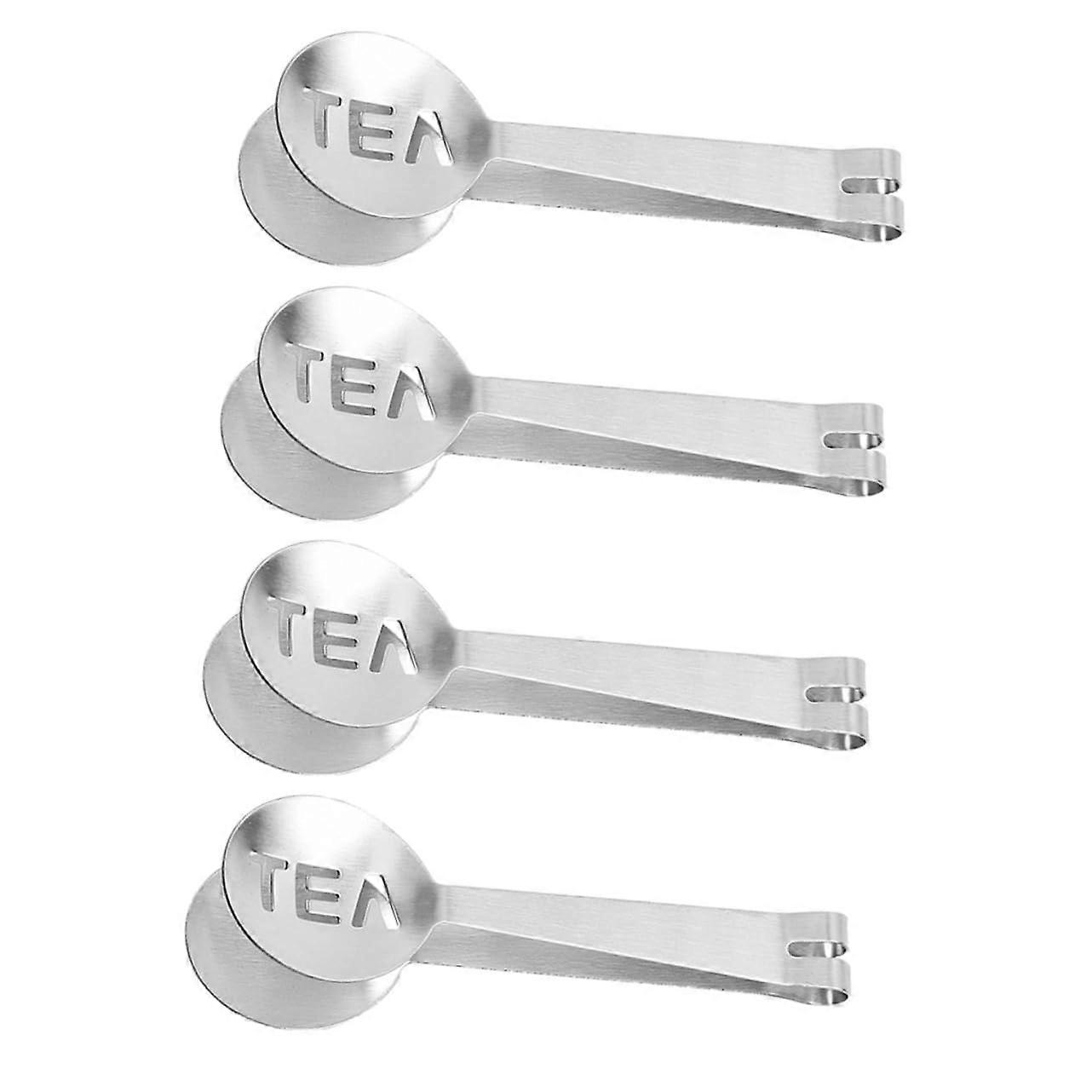 4pcs Tea Bag Clips Spoon Tongs with Smooth Edges for Loose Leaf Tea and Ice Holding