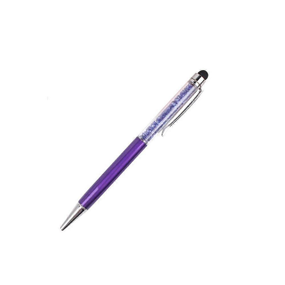 Crystal Dark Purple Ball Point Gift Pen With Real Crystal Elements and Tablet Stylus