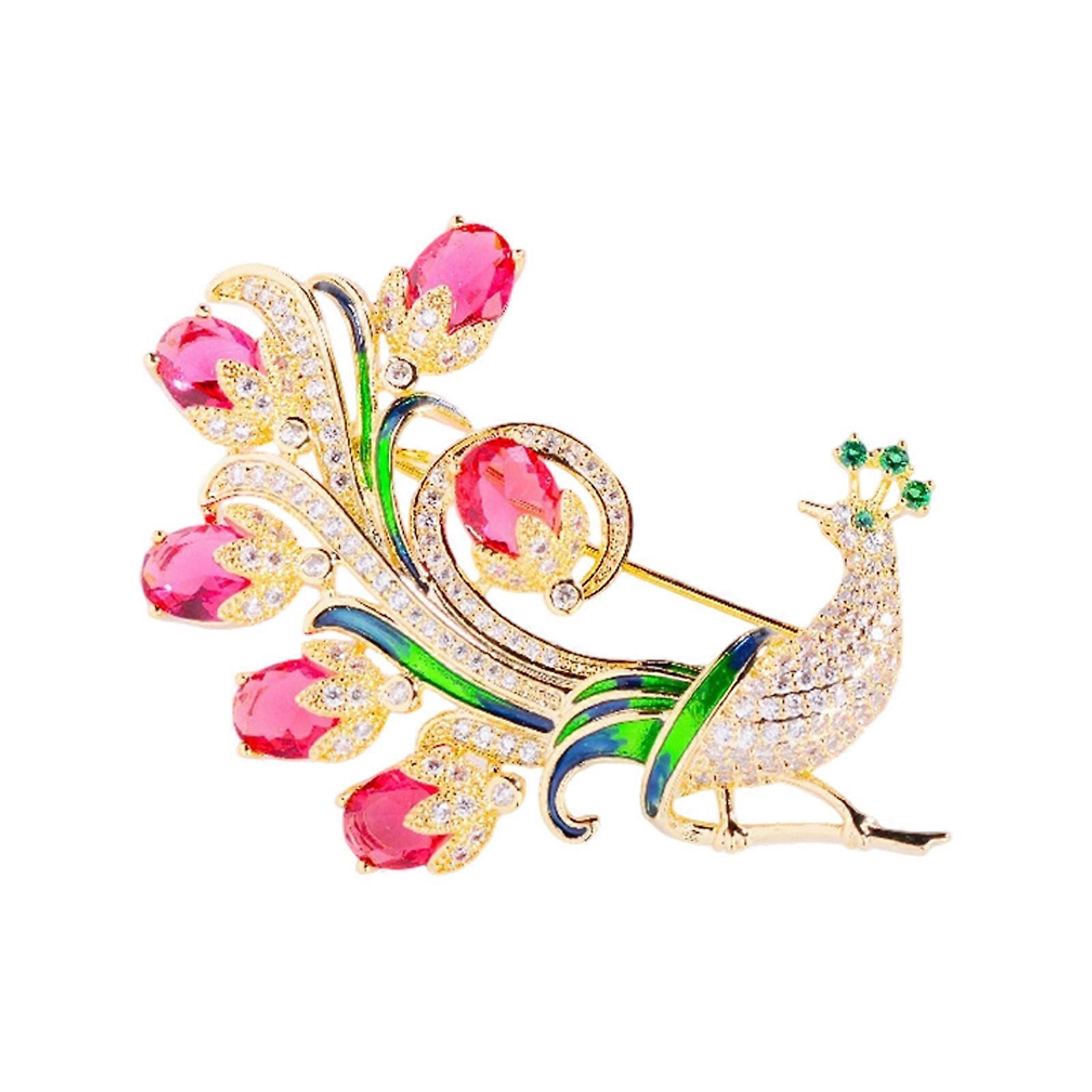 Compact Peacocks Brooch Lightweight 11g Crafted from Sturdy Alloy Featuring Elegant Motifs Perfect for Enhancing Scarves or Fashion Ensembles.