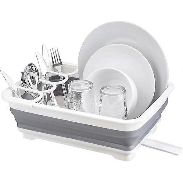 Extendable foldable dish rack with cutlery holder 36.5*31.5*13