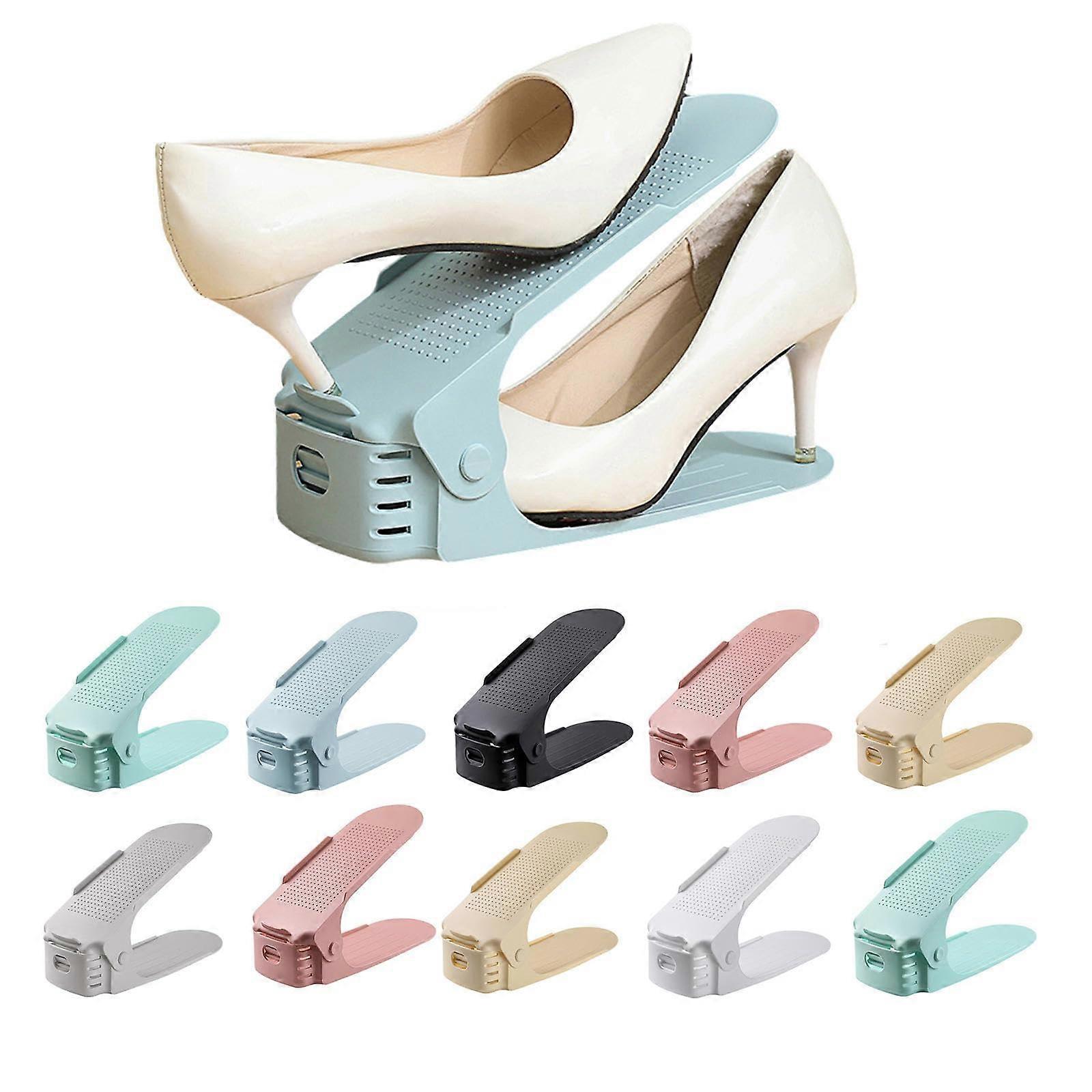 Shoe Slot Organizer Adjustable Double Layer Shoe Rack for Closet Shelf Floor, Set of 20 Mixed