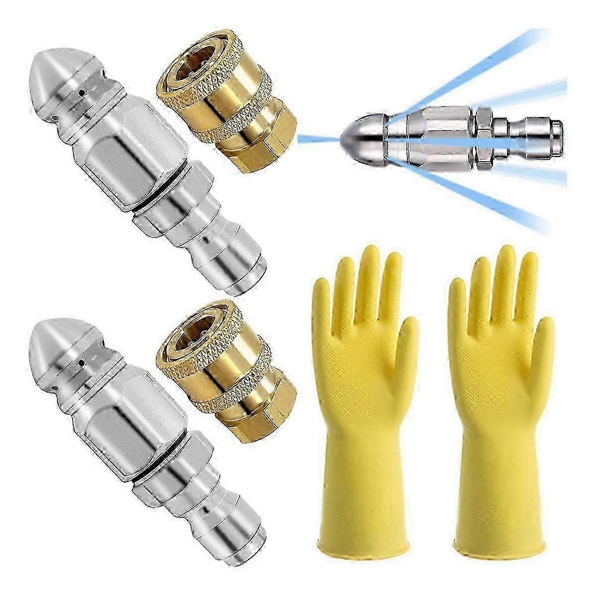 High-Pressure Sewer Cleaning Tool with Turbo Nozzle and Pressure Nozzle for Nozzle Unclogging