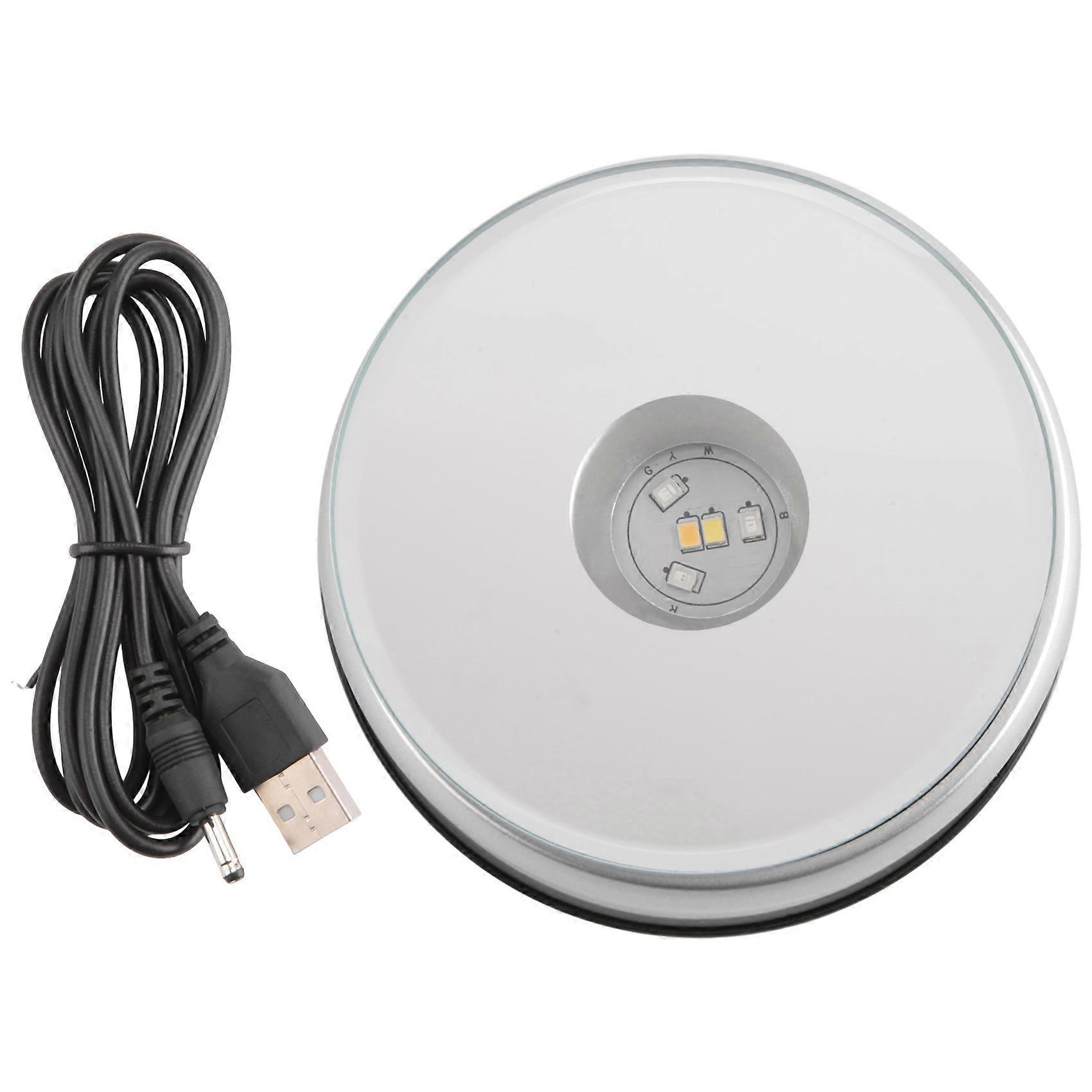 Display Turntable Base for Crystals Glass Art,LED Colored Rotating Crystal Display Base Stand with USB Cable
