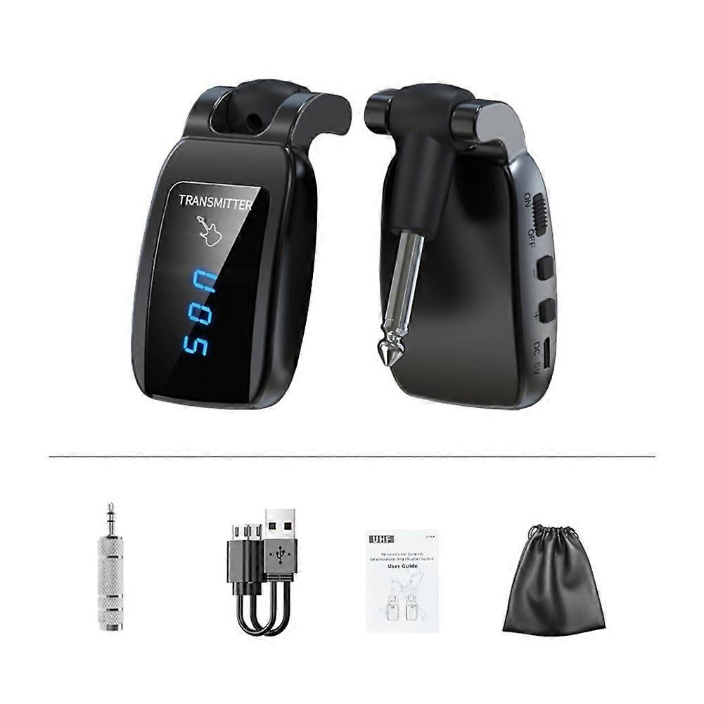 UHF Wireless Guitar System Rechargeable Guitar Transmitter Receiver 15 Channels