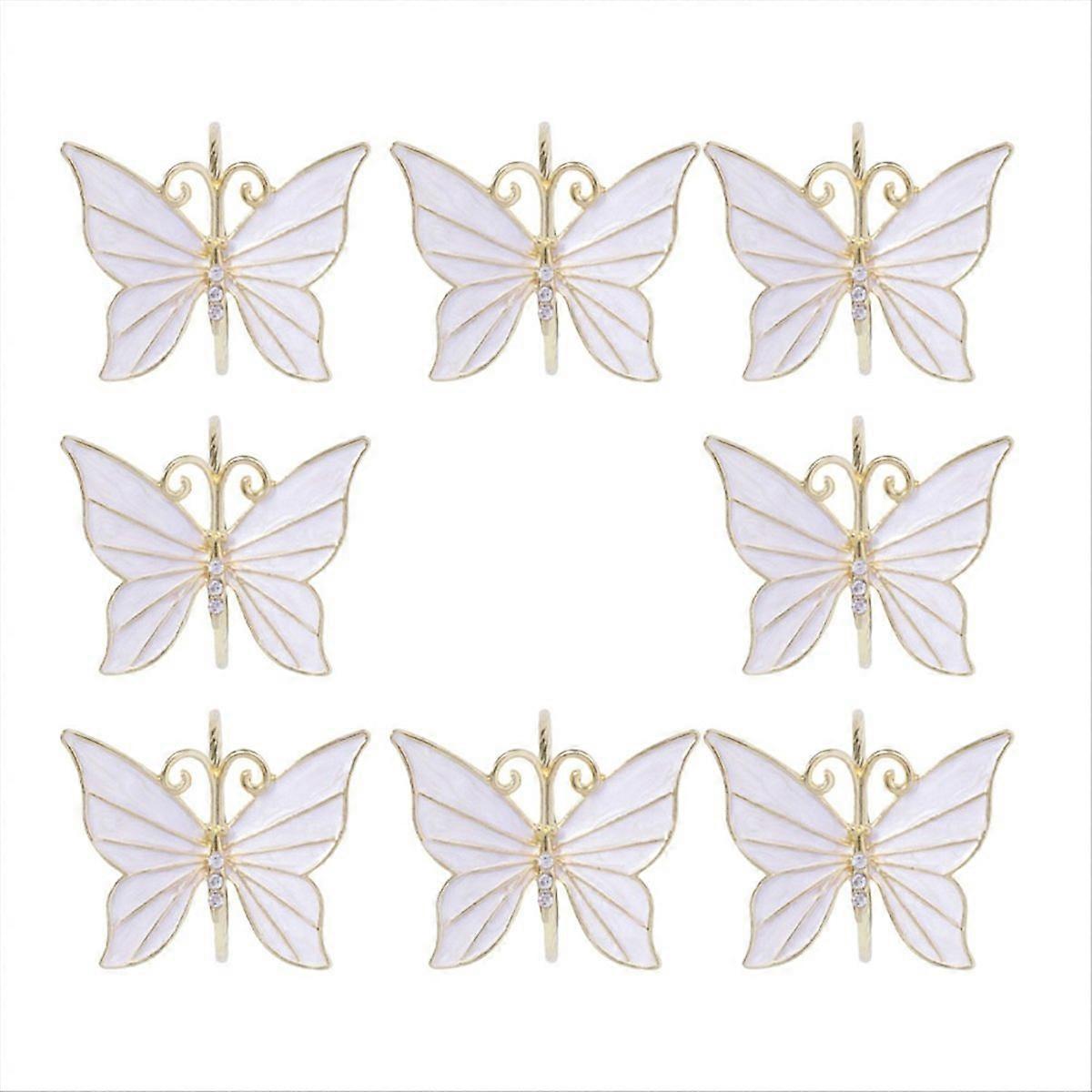 8PCS Flower Butterfly Napkin Ring Holder for Easter Wedding Party,C