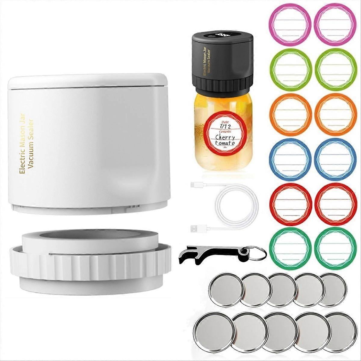 Electric Jar Vacuum Sealer for Canning Jars White