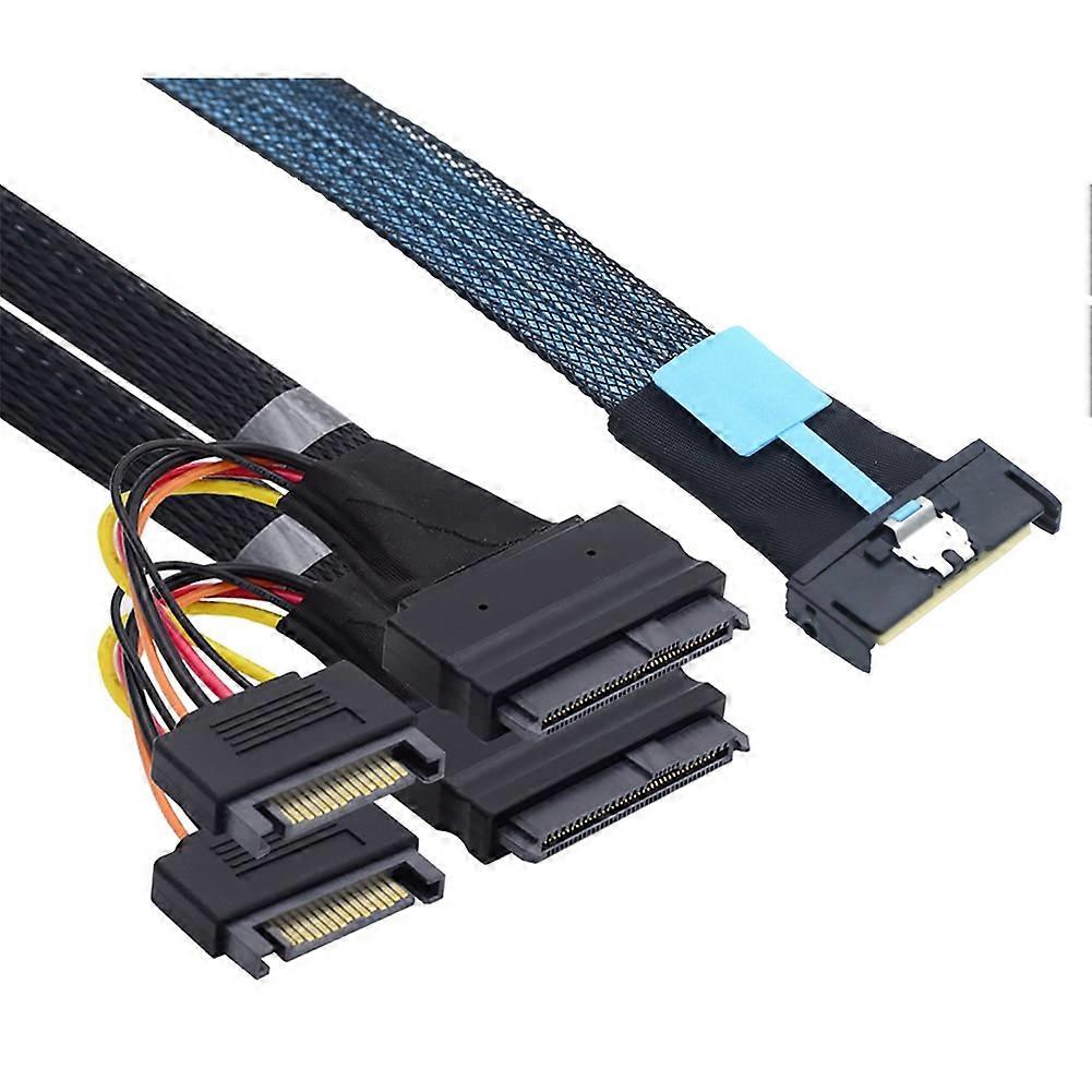 SAS MCIO 8i 74P to 2XSFF 8639+15P Adapter Cable for Server Connection Cable Server Data Transmission Cable 0.5m