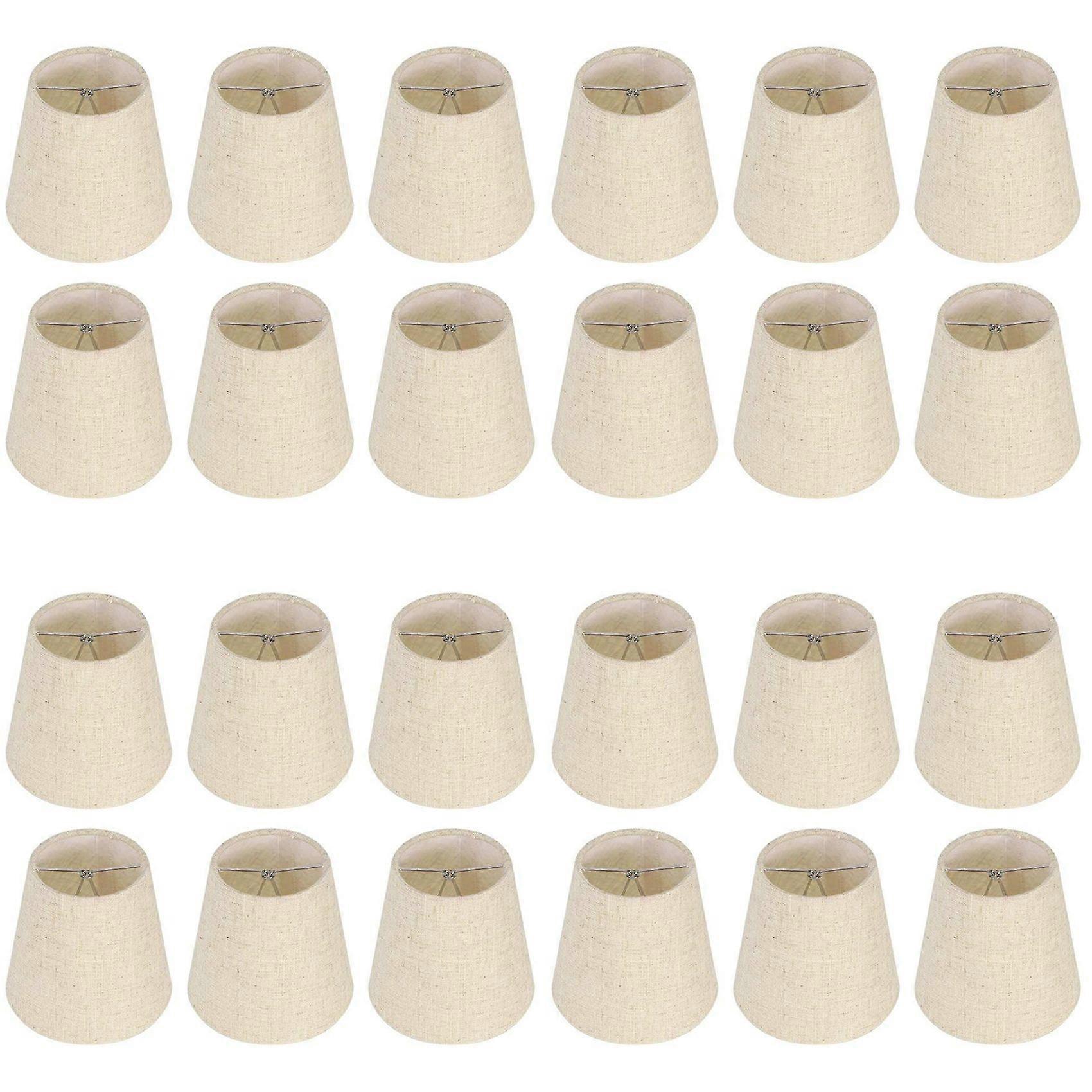 Small Lamp Shade Clip on Bulb Set of 24 for Candelabra Bulbs, Barrel Fabric Lampshade for Table Chandelier Wall Lamp