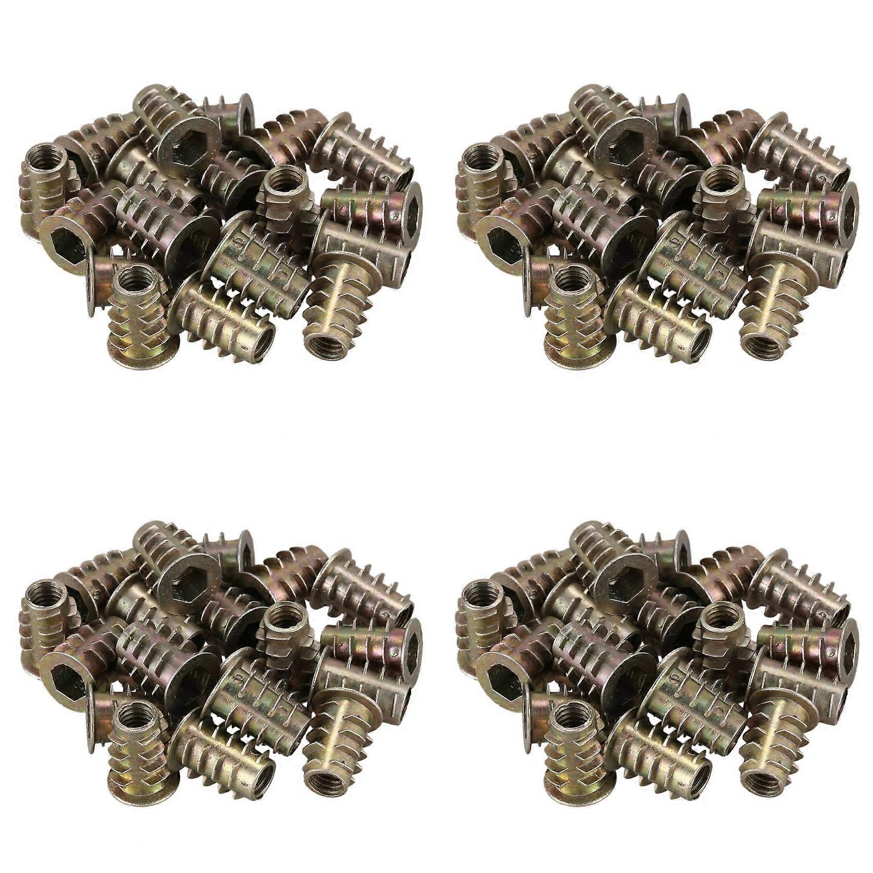 80 Pieces M6x 15mm Hexagon Socket Screw Thread Insert Nut for Wood