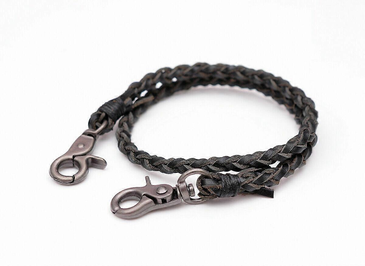 Chaîne de portefeuille en cuir véritable tressé de 56 cm (22 pouces) pour motard, camionneur ou motard.