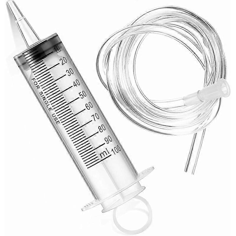Plastic Syringe with Tube Large Plastic Syringe with Flexible Hose Large Plastic Measuring Syringe for Science Labs, Glue Applicator, Experiments