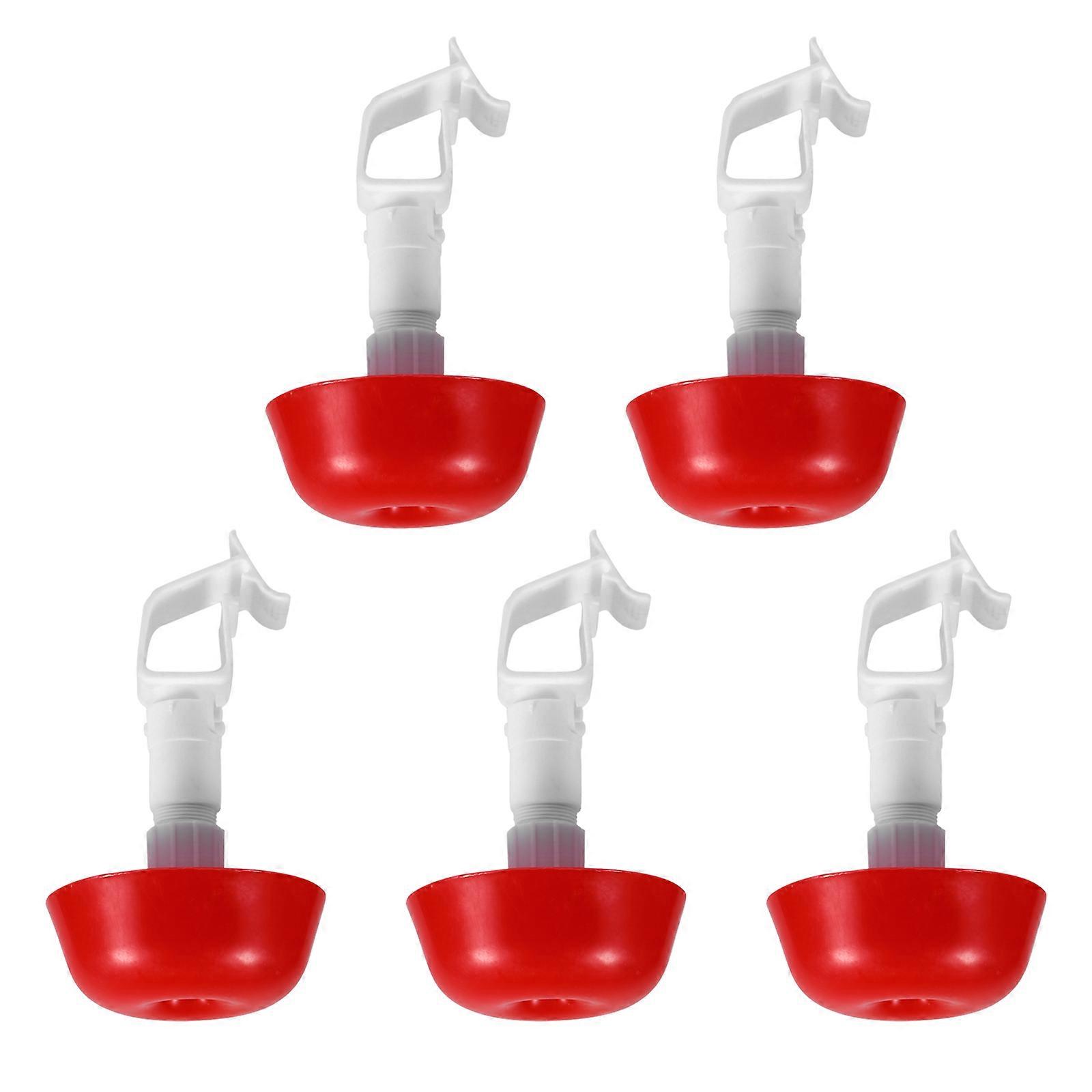 Automatic Chicken Waterer for Drinking Red Plastic Feeder with Adjustable Screw and Square Tube