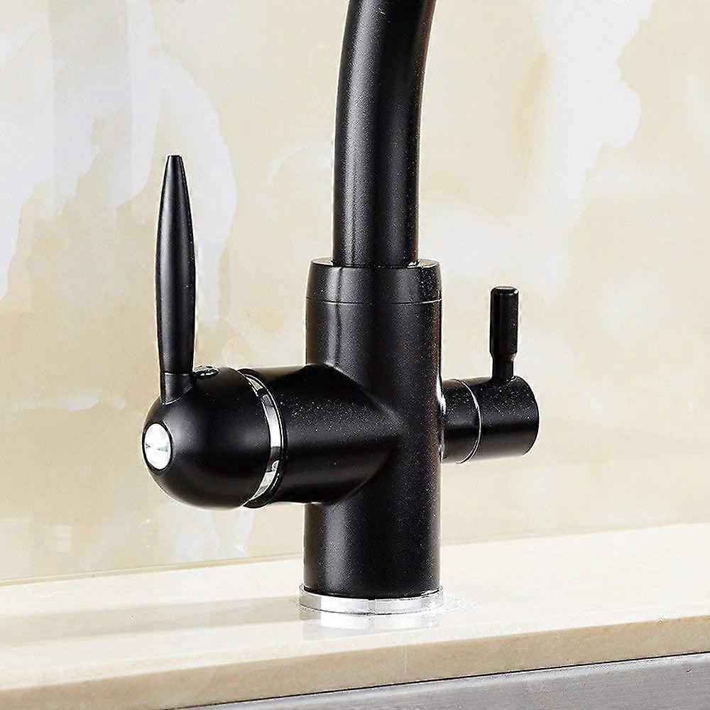 Stainless Steel Double Handle Kitchen Mixer Tap with Filter, Hot and Cold Dual Outlet Faucet