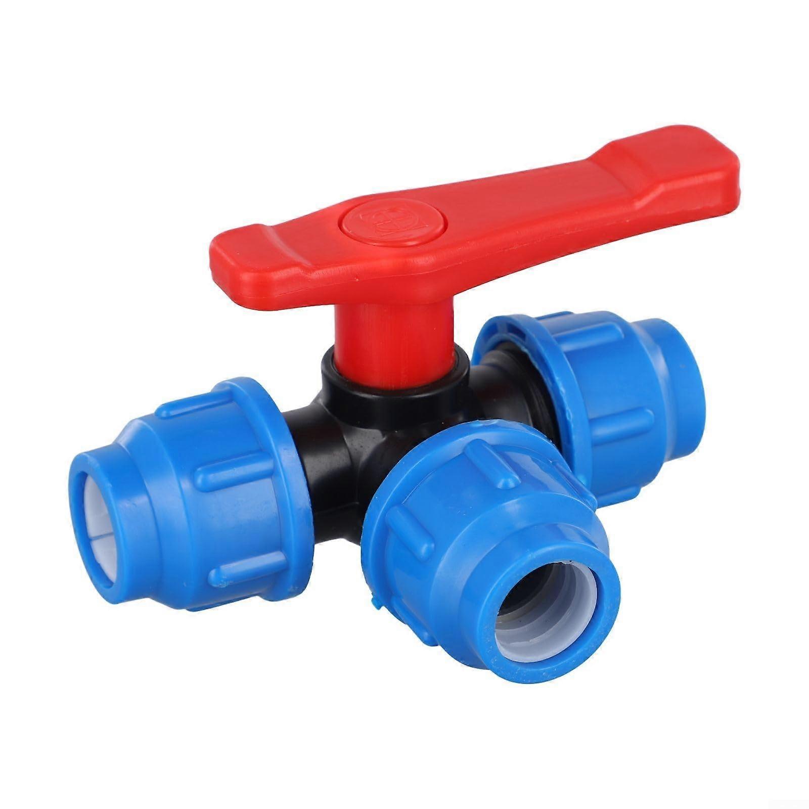 PE Pipe Fittings 3Way Ball Valve for Water Supply, Easy Flow Control, NoWeld Install 20mm