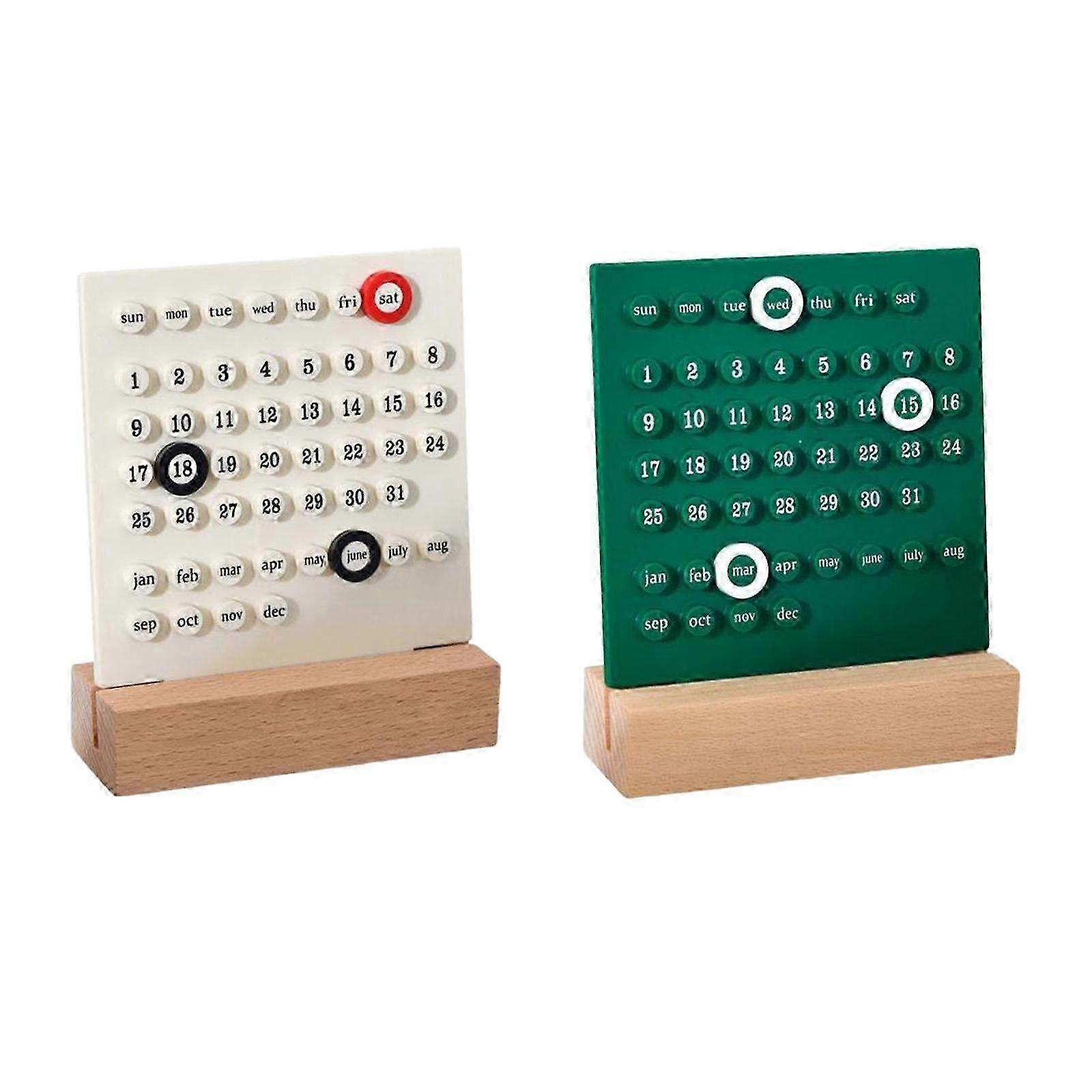 2Pieces Creative Perpetual Calendar Ornaments for Desktop