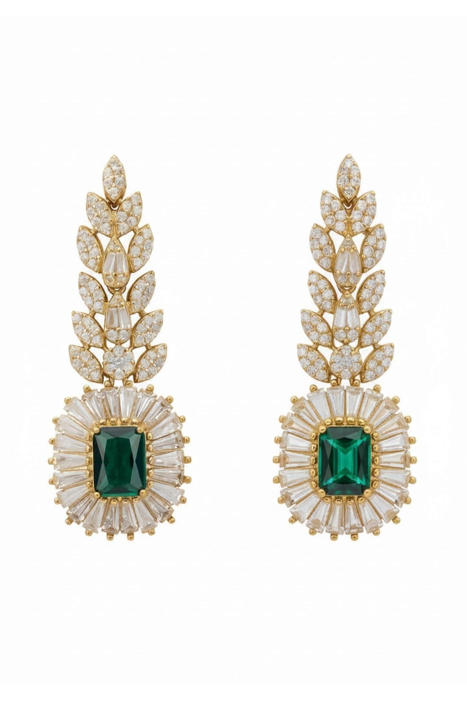 Countess Gemstone Drop Earrings Emerald Gold