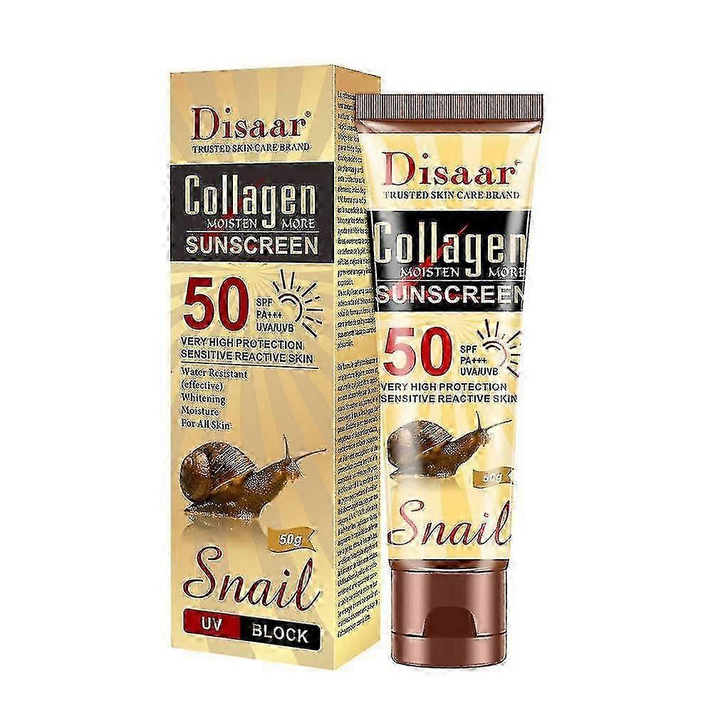 50g Collagen Snail Sunscreen Cream Protector Facial Solar Sun Block Spf 50 Gel Isolation Lotion Bleaching Facial Moisturizer Sun