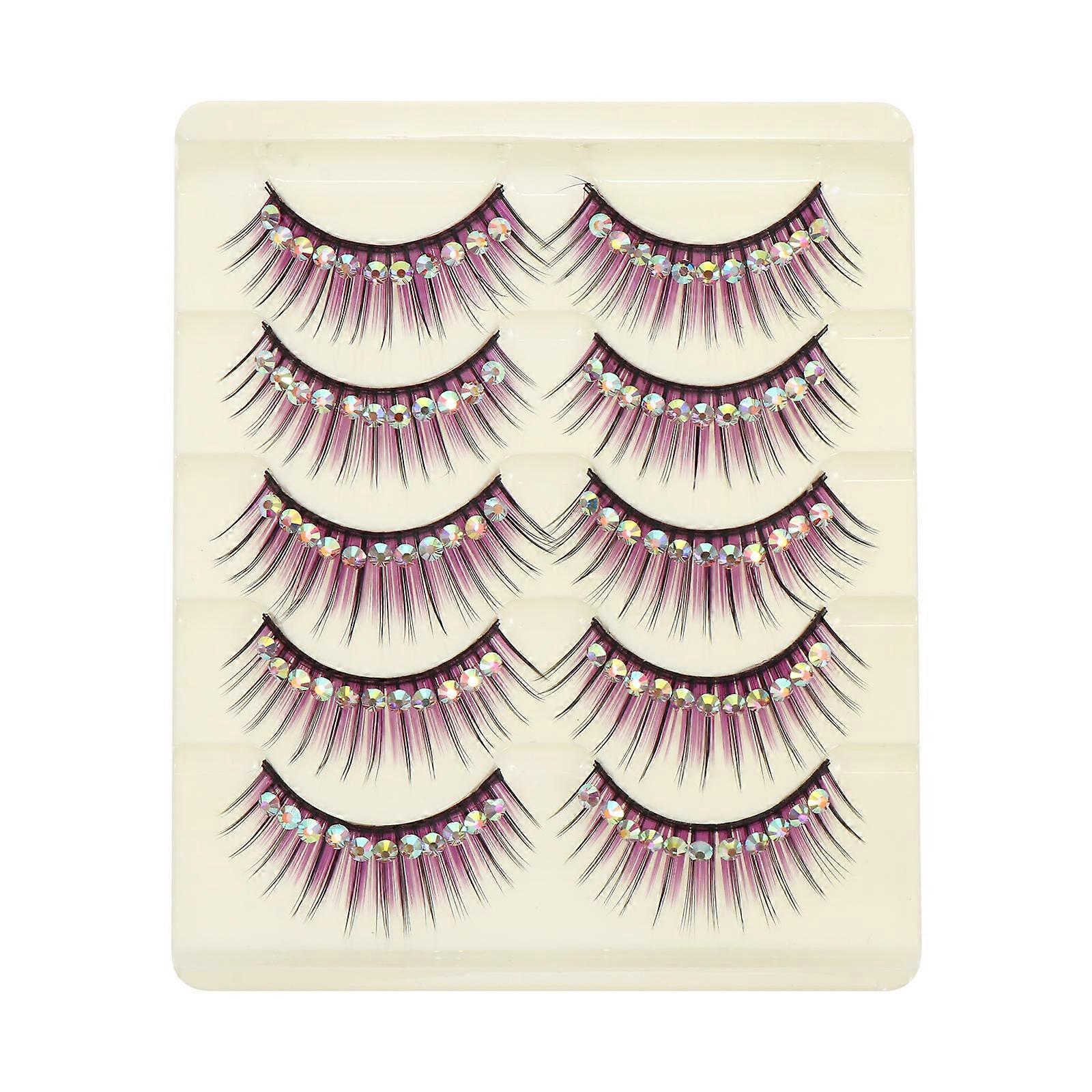 False Eyelashes with Diamond Thick for Performance 5Pairs in Purple