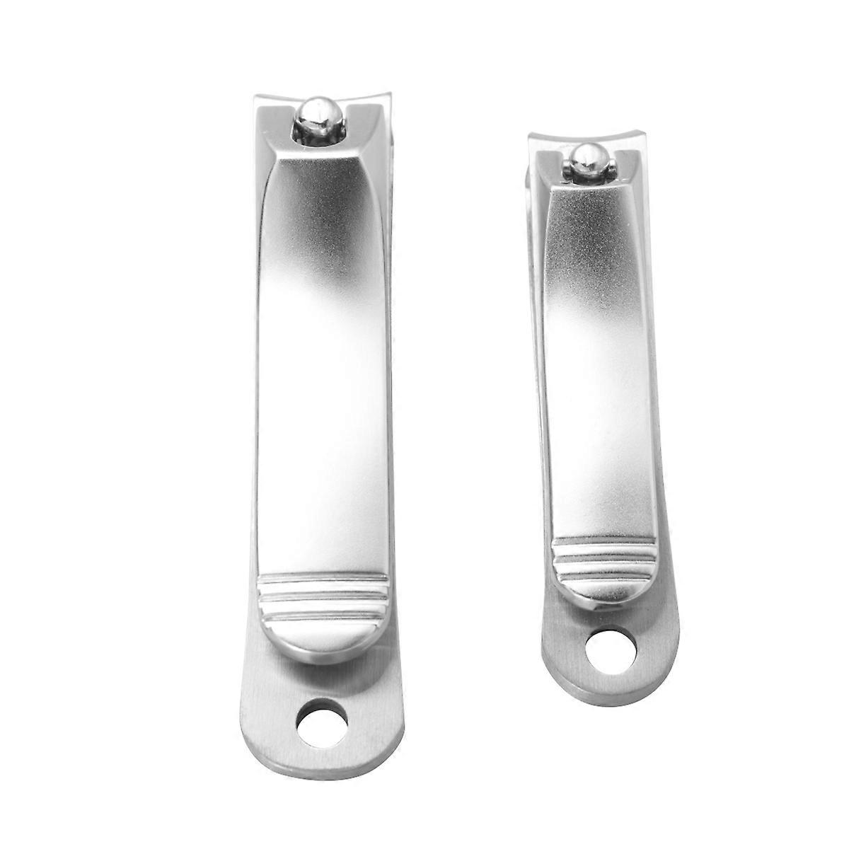Silver Nail Clippers Foldable for Nail Shaping 2Pcs Portable Manicure Tools