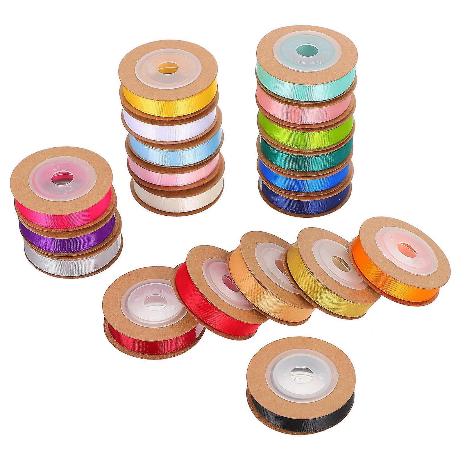 Polyester Ribbons Double-Sided Ribbons for Decoration 20 Rolls Assorted Color