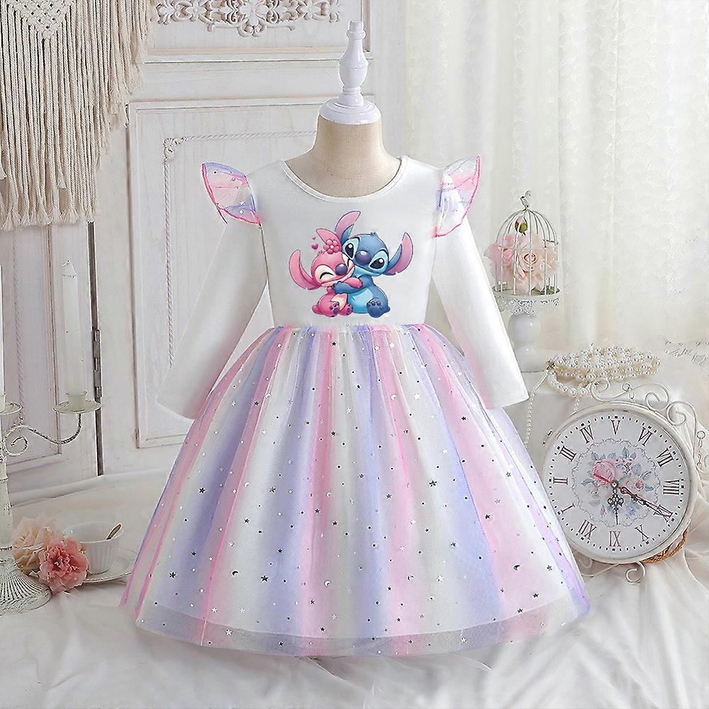 Stitch Princess Dress Spring Autumn Long-sleeved 2025 New Disney Baby Girls  Dress For Children Kids Clothes Birthday Party 3-8Y | Fruugo NO