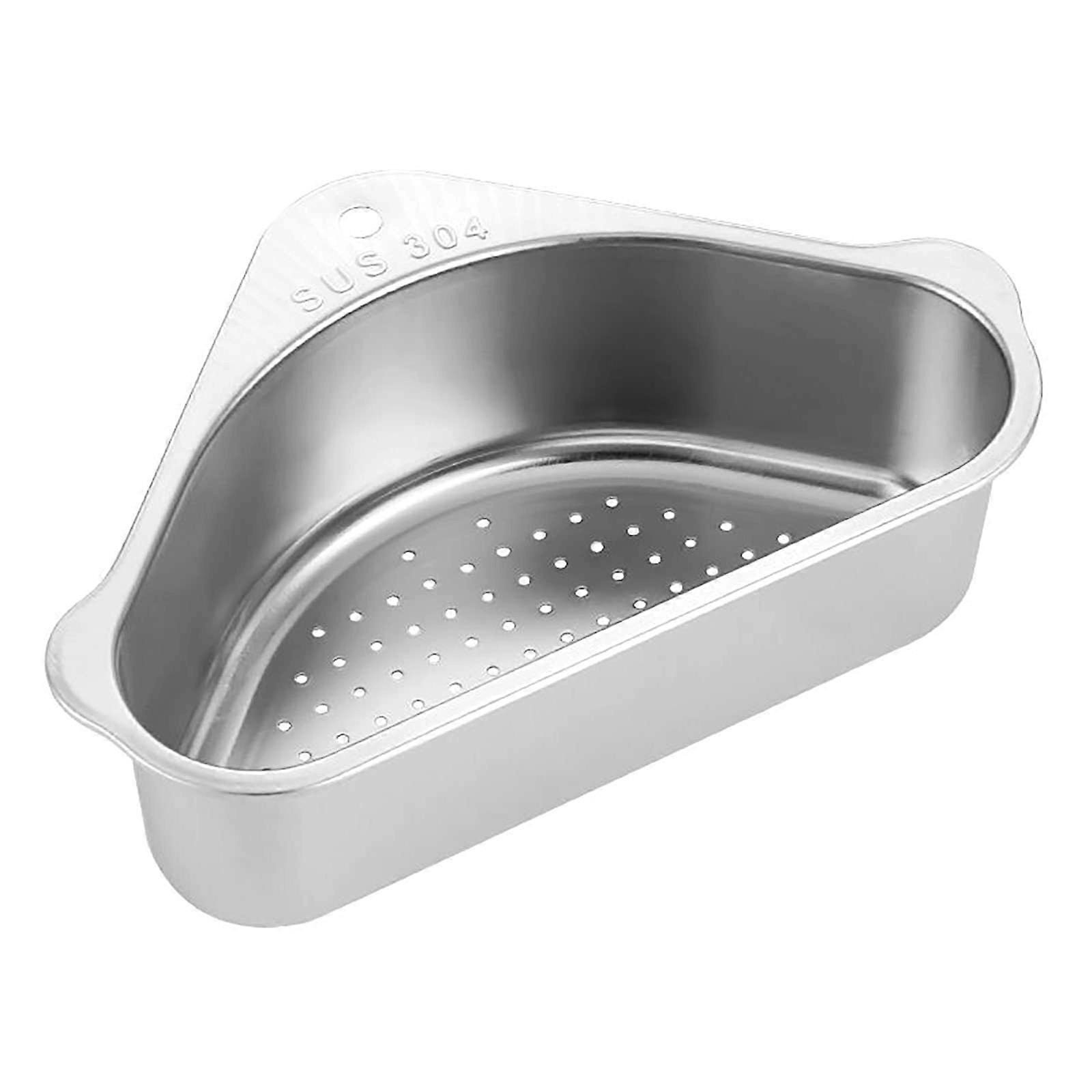 Stainless Steel Sink Strainer Basket with SpaceSaving Triangle Design for Kitchen Corner Drain