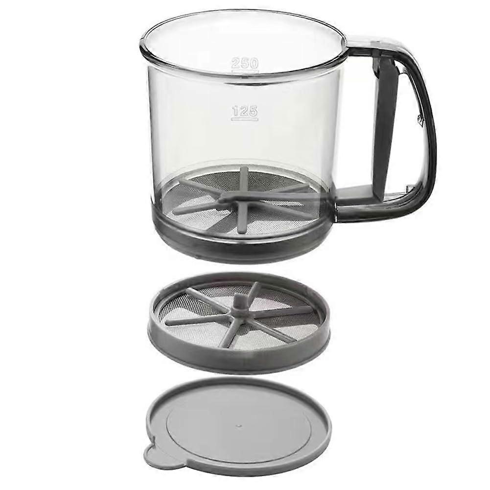 Flour Sifter with DoubleLayer Fine Mesh Sieve Cup and SemiAutomatic Squeeze Handle for Baking