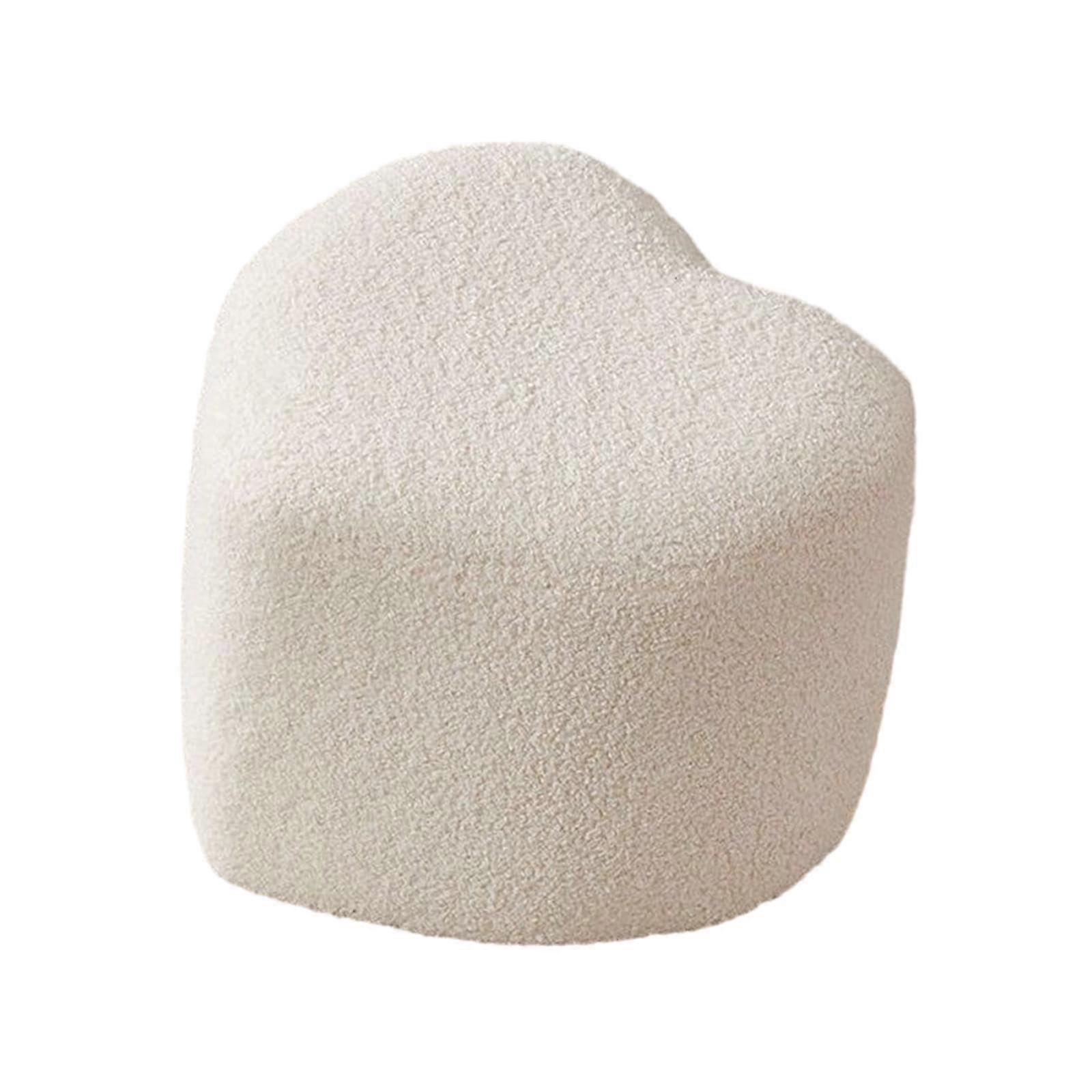 Heart Shaped Ottoman Footstool with Soft Seating for Bedroom or Dressing Table, White Compact Stool