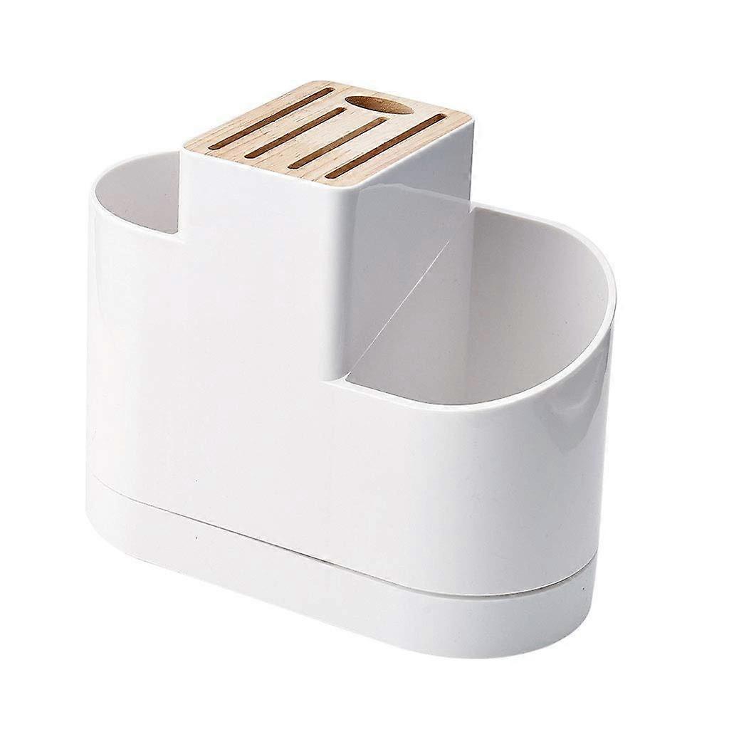 Kitchen Knife Holder and Cutlery Storage Rack with Ventilated Drainage, White SpaceSaving Stand