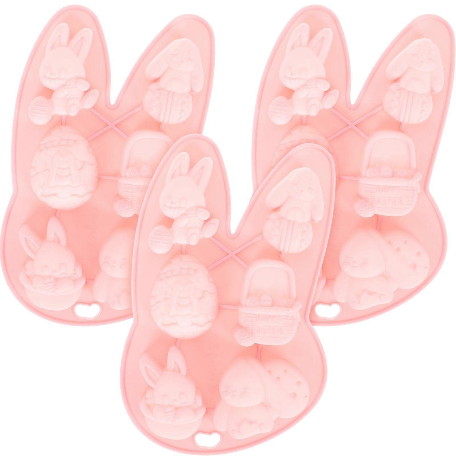 3Pcs Easter Baking Molds Silicone Flexible Easter Molds Easter Cake Molds DIY Easter Biscuit Molds