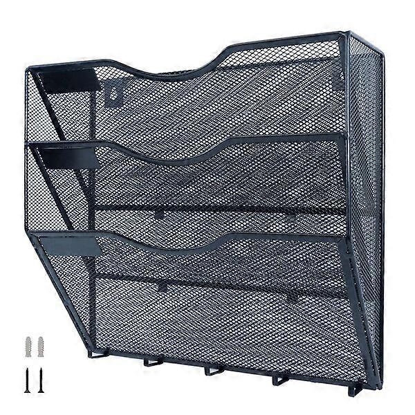 Wall-mounted storage rack with hook grid design office document key holder