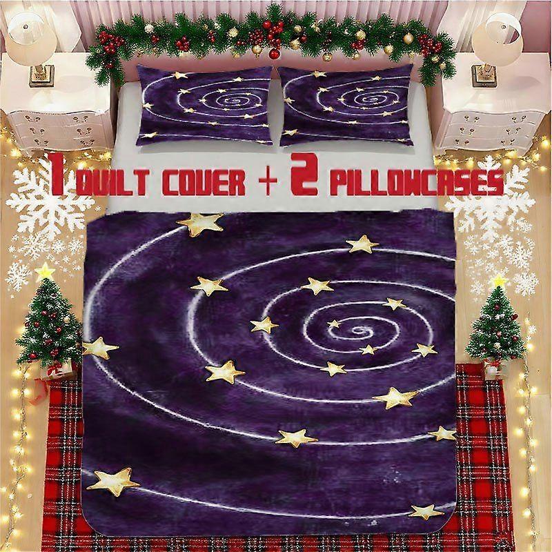Purple Spiral Soft Printed Bedding Set Polyester Fabric Decorative & Warm