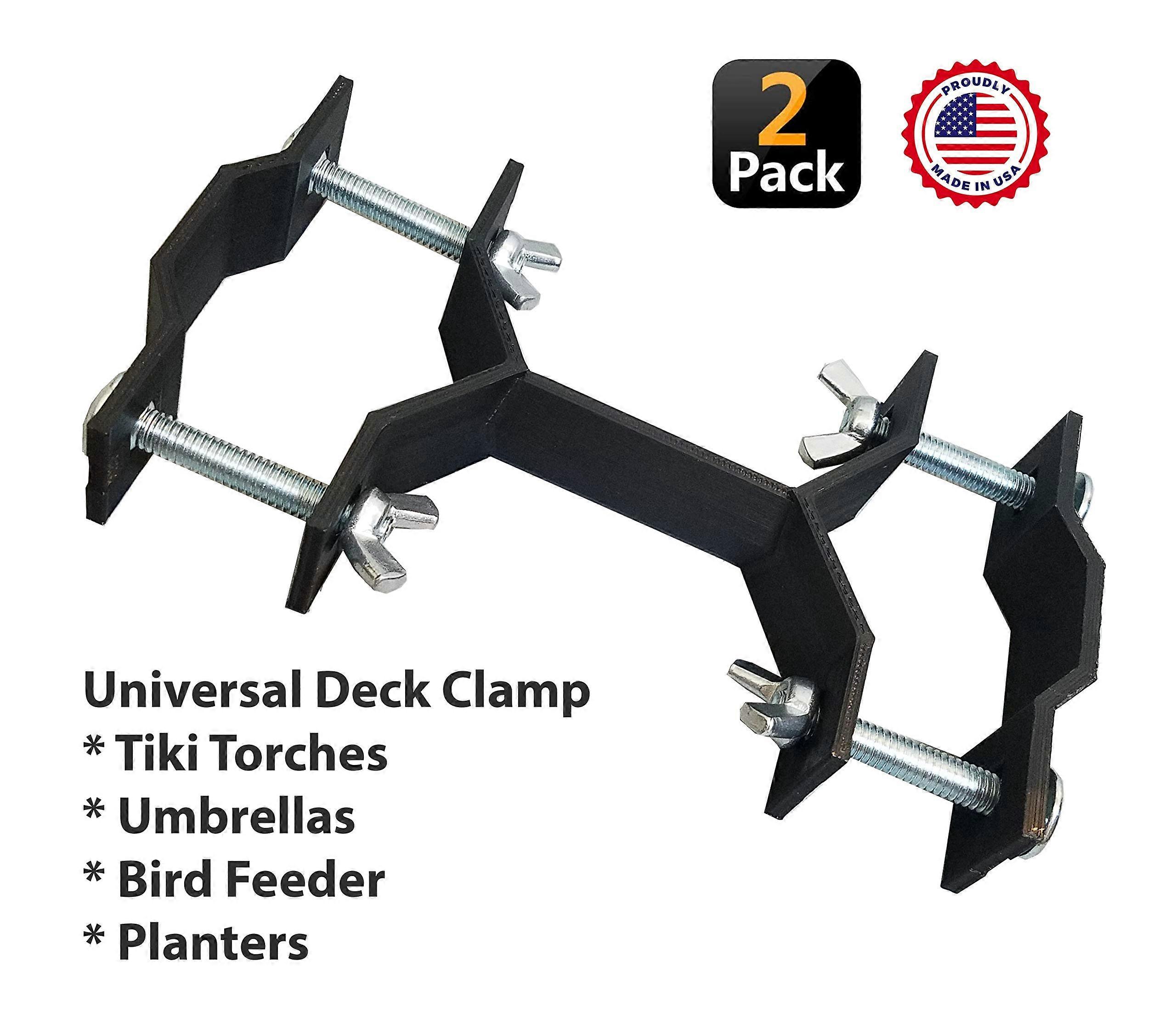 Deck Mounting Bracket Set of 2, Universal Deck Clamp for Umbrella, Torch, Planter, Bird Feeder